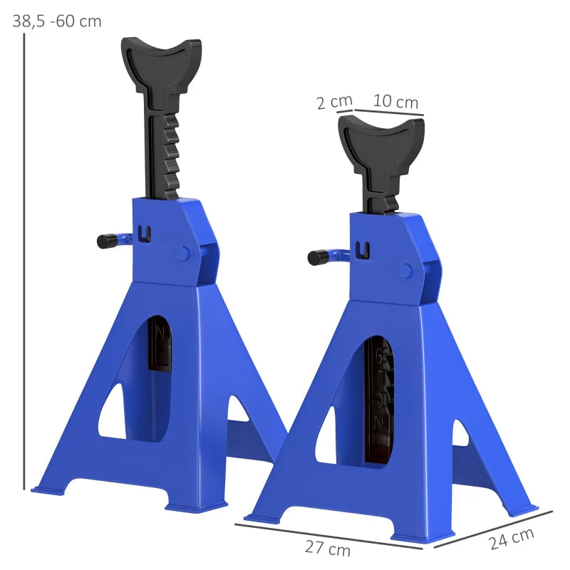 Jack Stand 3 Ton, 2 Pieces, 13 Levels Adjustable, Blue - Image 3