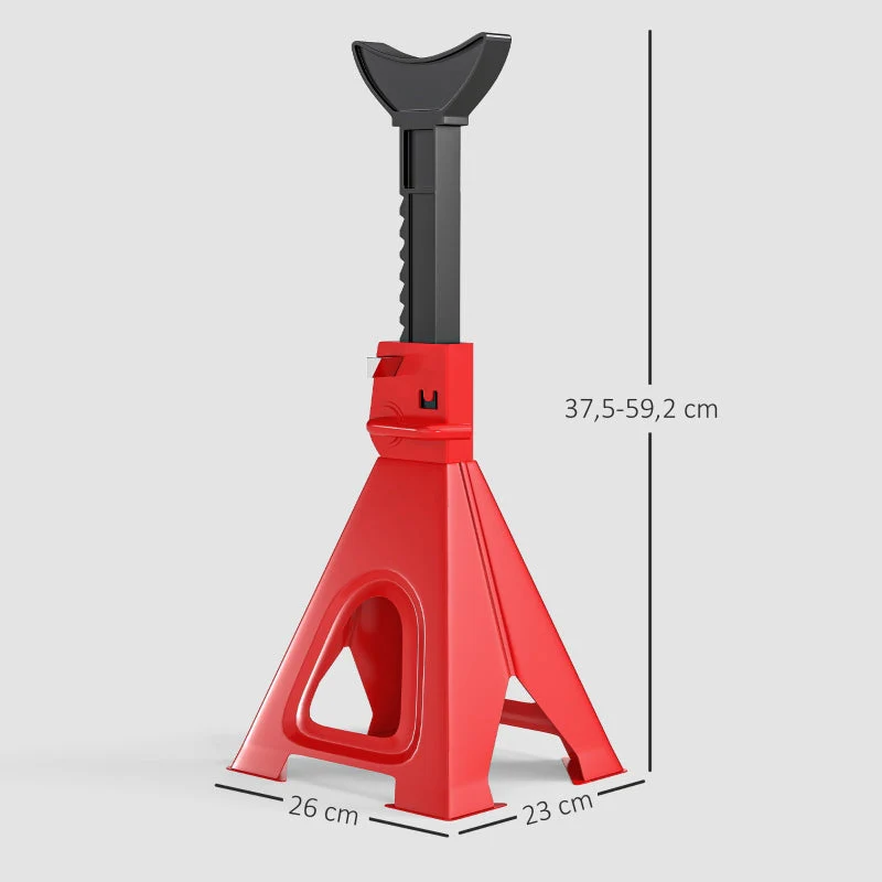 Jack Stand 6 Ton Capacity 2 Pieces Adjustable Red - Image 3