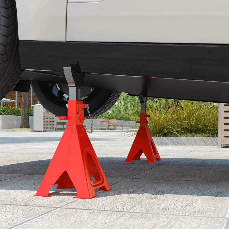 Jack Stand 6 Ton Capacity 2 Pieces Adjustable Red - Image 6