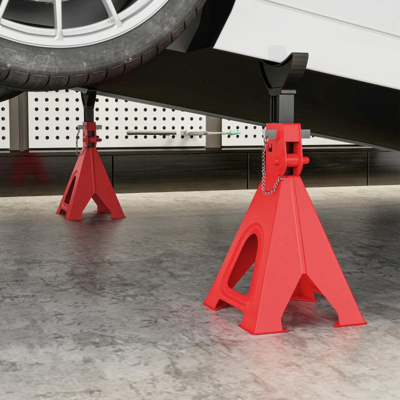 Jack Stand 6 Ton Capacity 2 Pieces Adjustable Red - Image 7