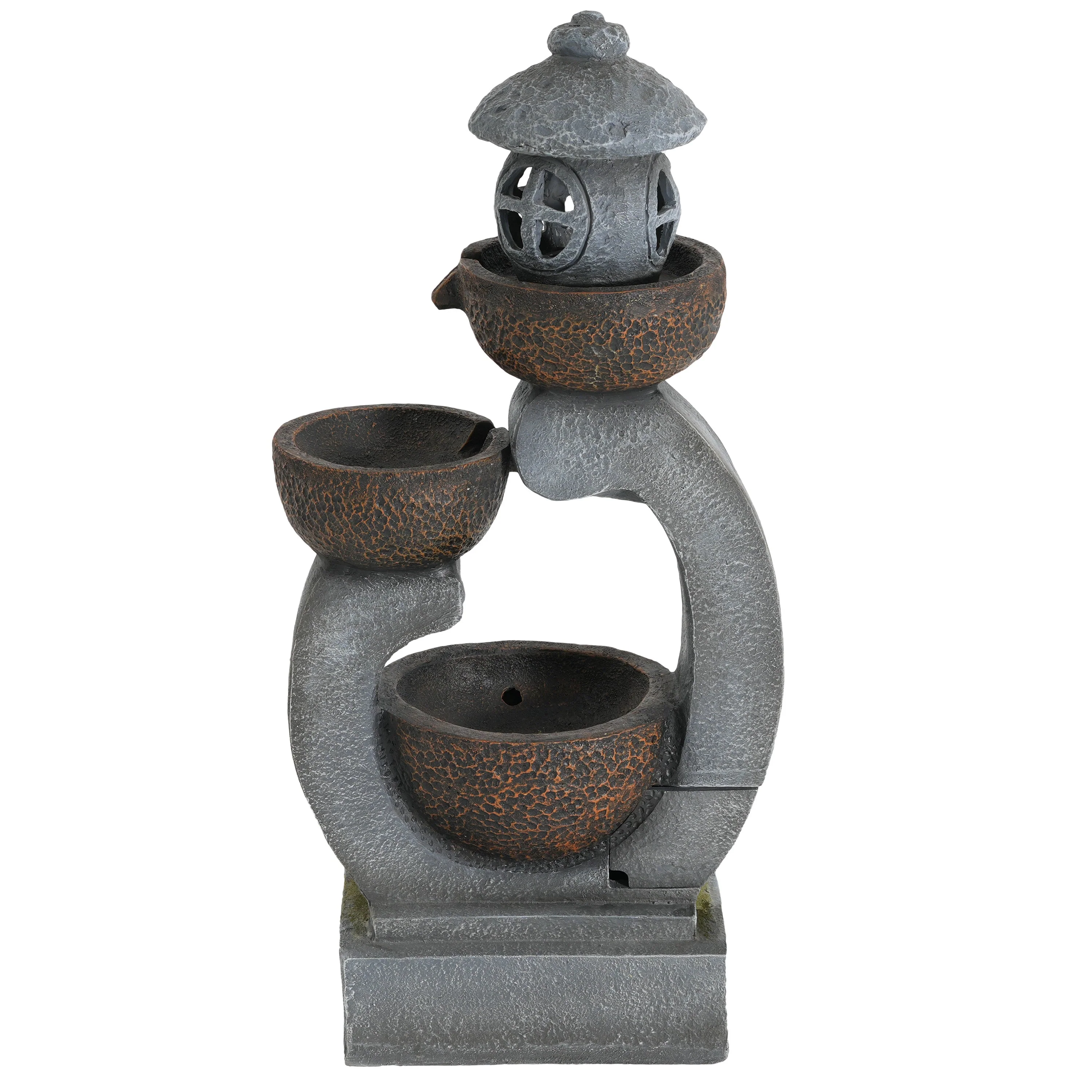 Japanese Garden Zen LED Outdoor Fountain, 95 cm with Tranquil Water Feature, Stone Grey - Image 9