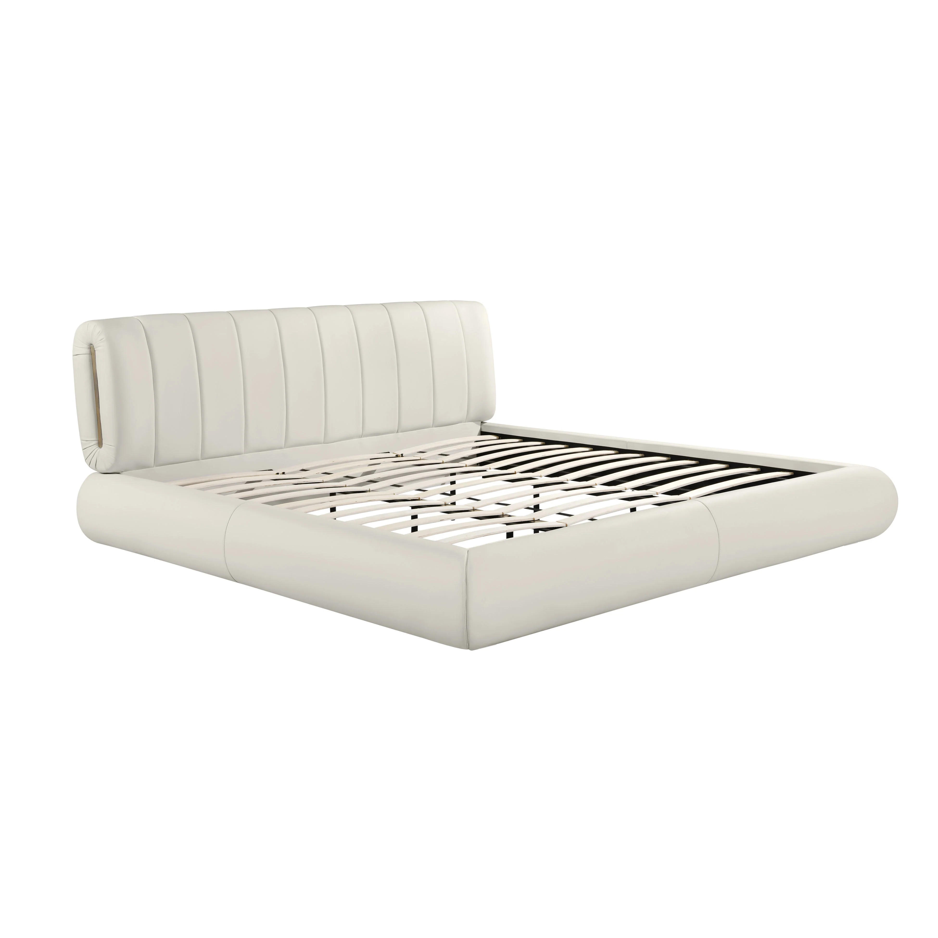 Karol King Bed, Vegan Leather, Cream - Image 2