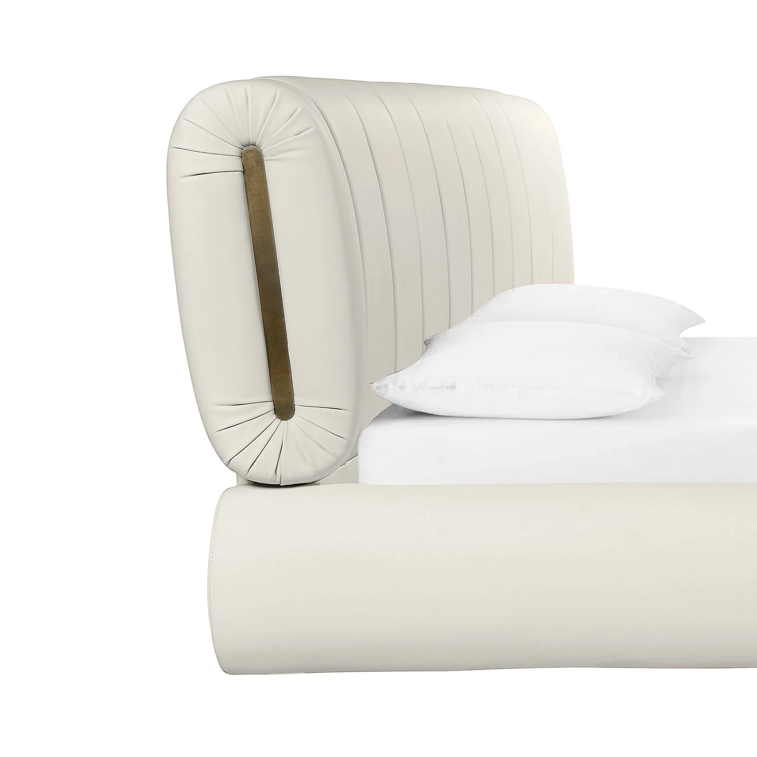 Karol King Bed, Vegan Leather, Cream - Image 6