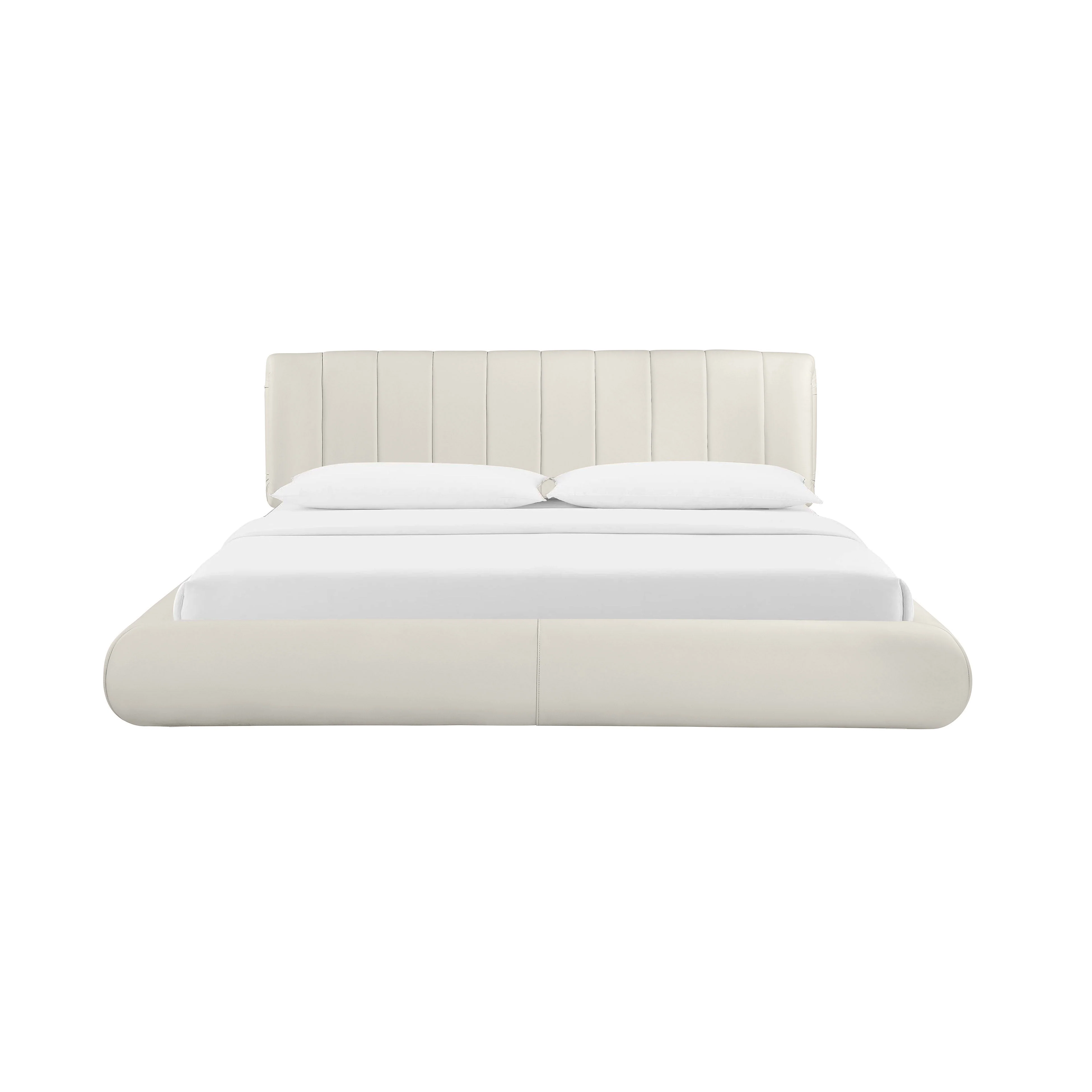 Karol King Bed, Vegan Leather, Cream - Image 8