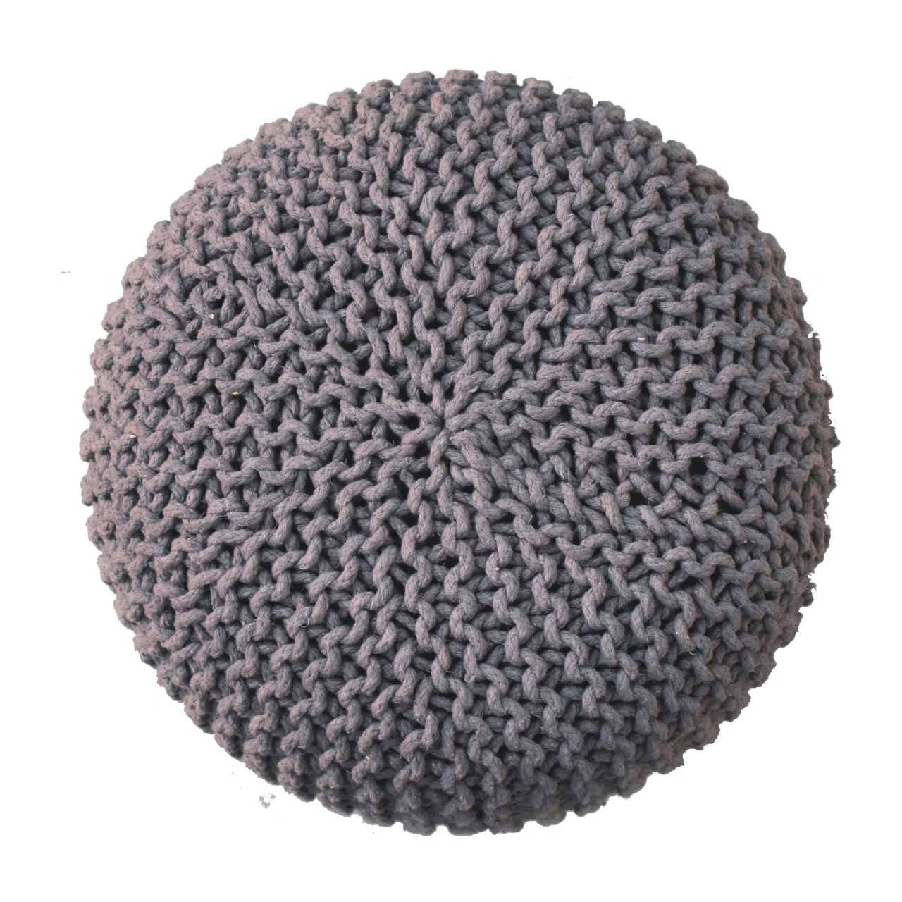 Keeva Round Upholstered Footstool, Solid Wood Grey - Image 3