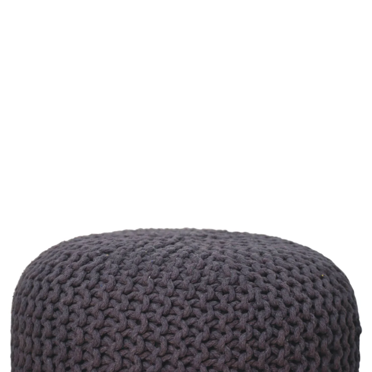 Keeva Round Upholstered Footstool, Solid Wood Grey - Image 6