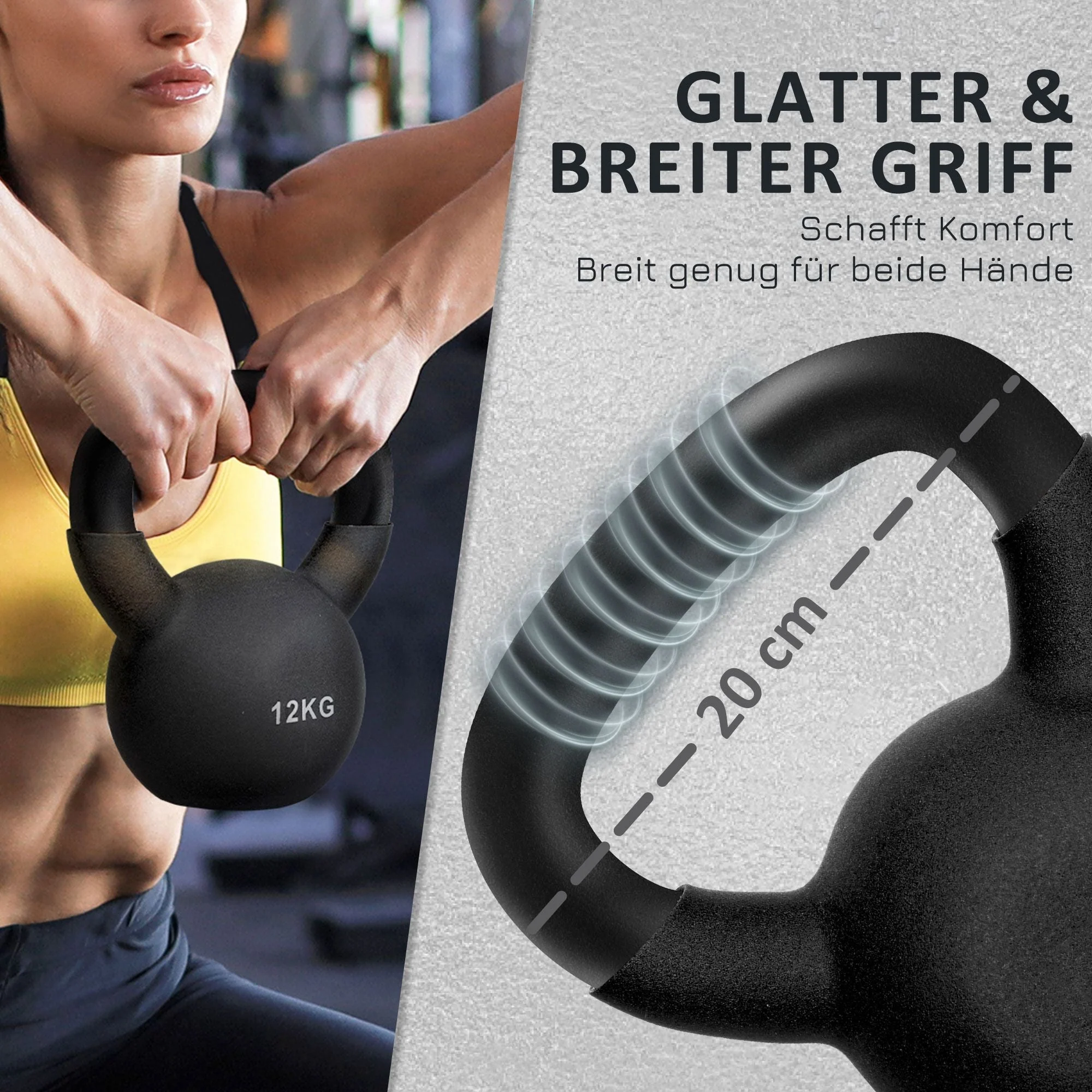 Kettlebell 12 KG Cast Iron Black - Image 4