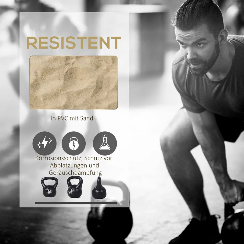 Kettlebell with 12kg Sand Filling for Beginners, Black - Image 5