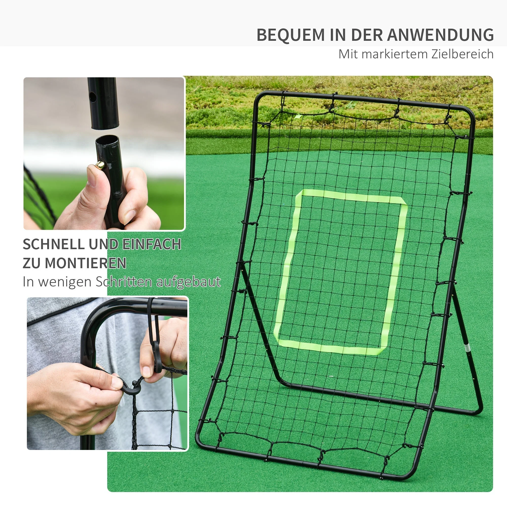 Kickback Rebounder Goal, 75x126cm Football Training Aid, Black Steel and PE - Image 5