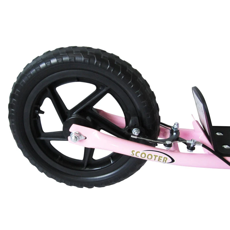 Kids Kick Scooter, 12-inch Wheels, Handbrake & Kickstand, Steel, Pink - Image 8