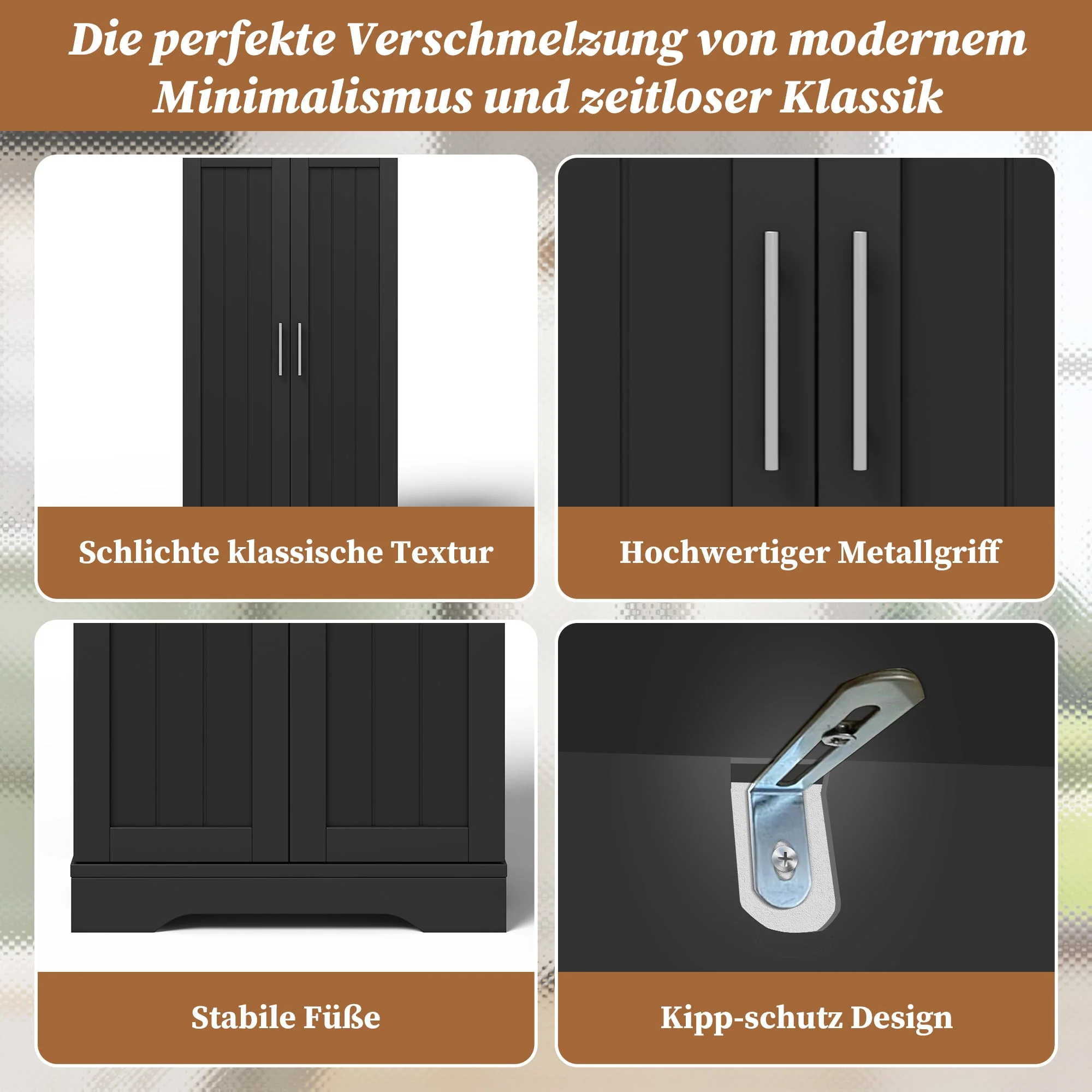 Kitchen Cabinet 120x60x40cm 2-Door LED Sensor Light Black MDF - Image 5