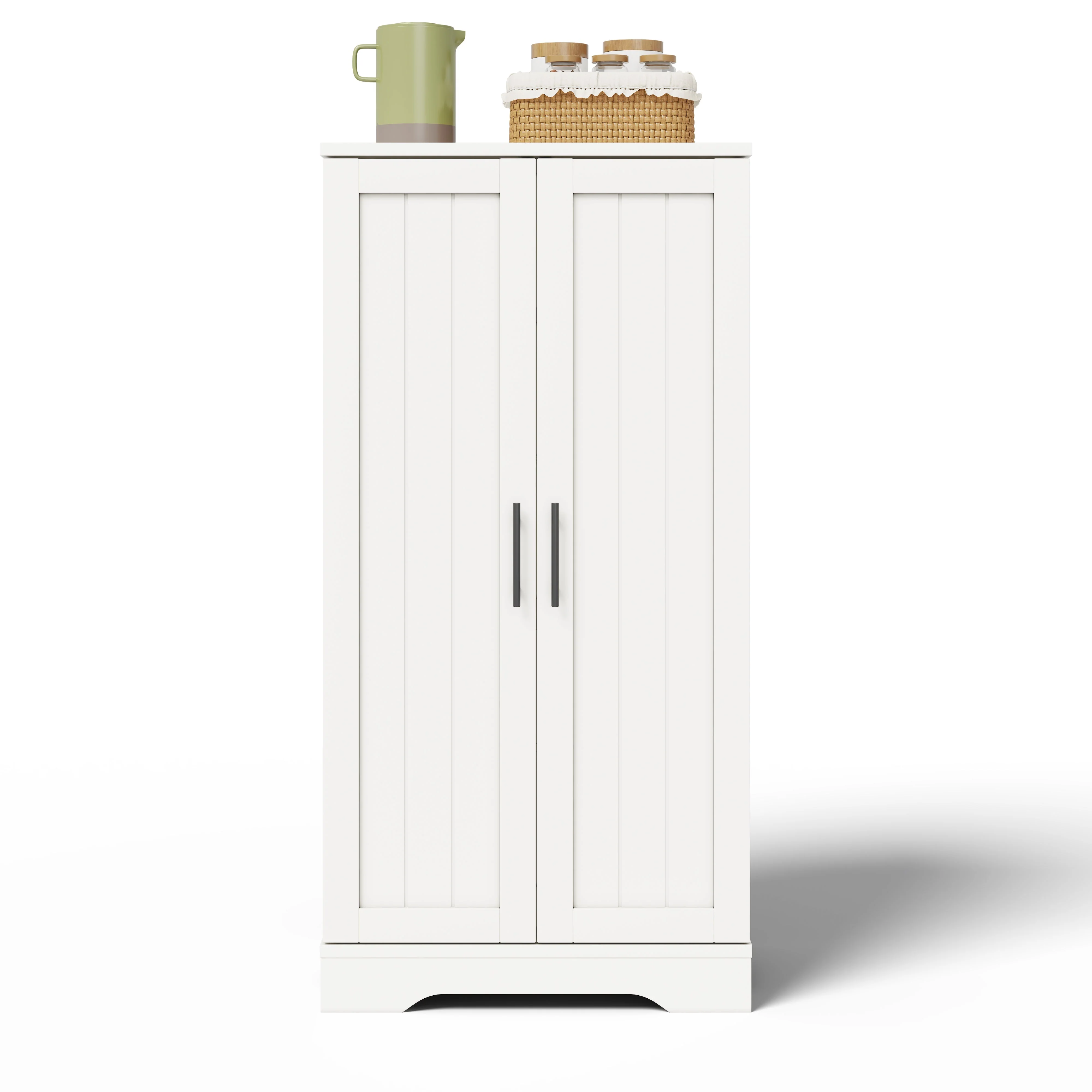 Kitchen Cabinet with LED Sensor Light and Adjustable Shelves, White - Image 9
