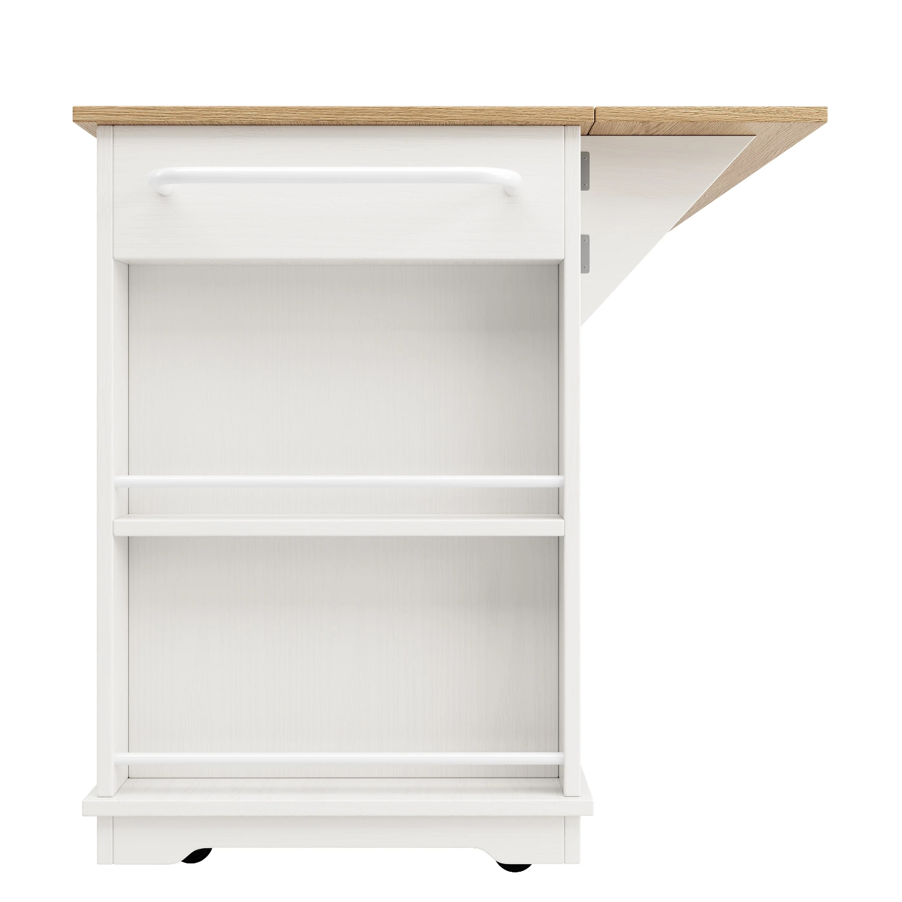 Kitchen Island Cabinet Tempered Glass Worktop Storage - White - Image 10
