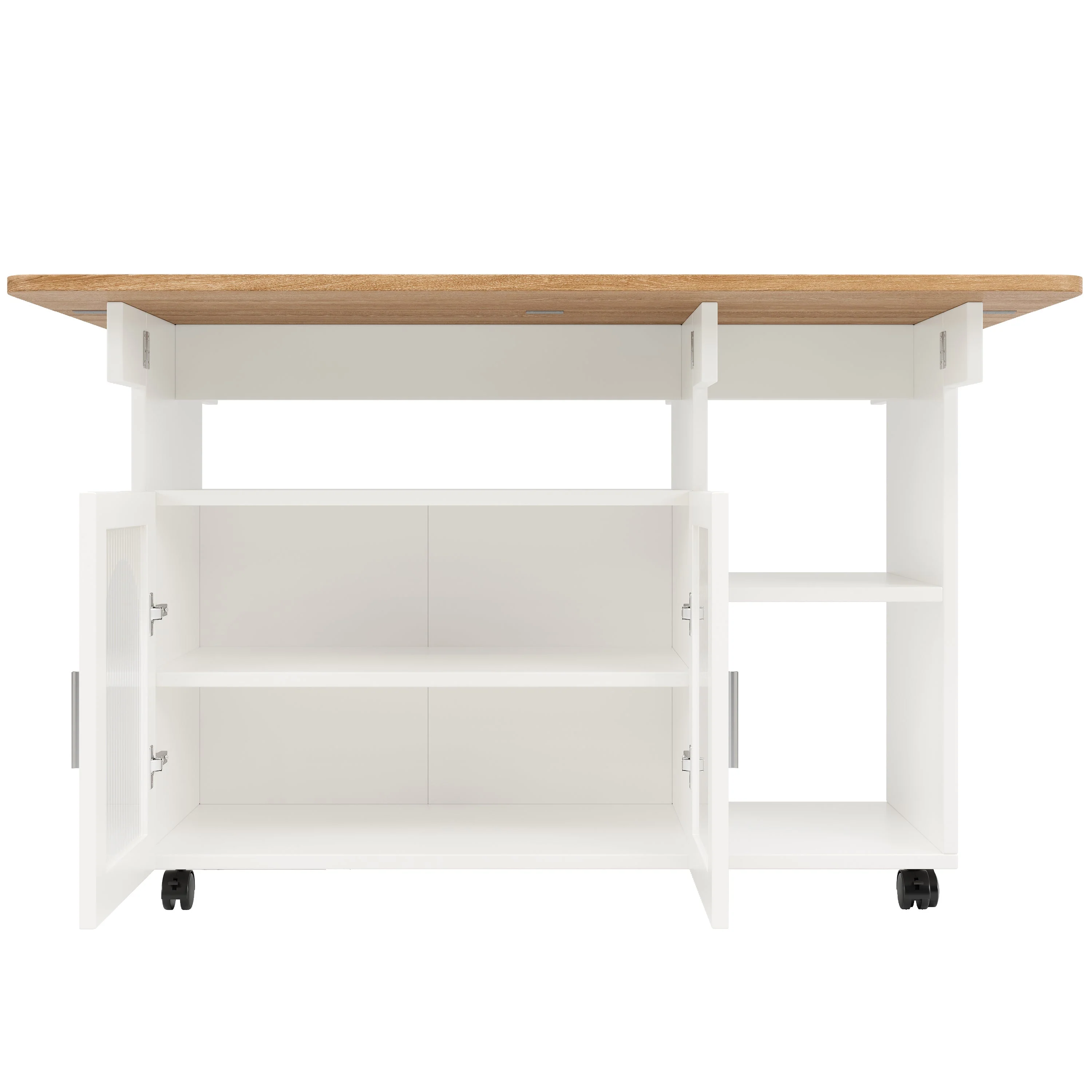 Kitchen Island Dining Cart - Multifunctional Storage, Removable - White Wood Grain - Image 7