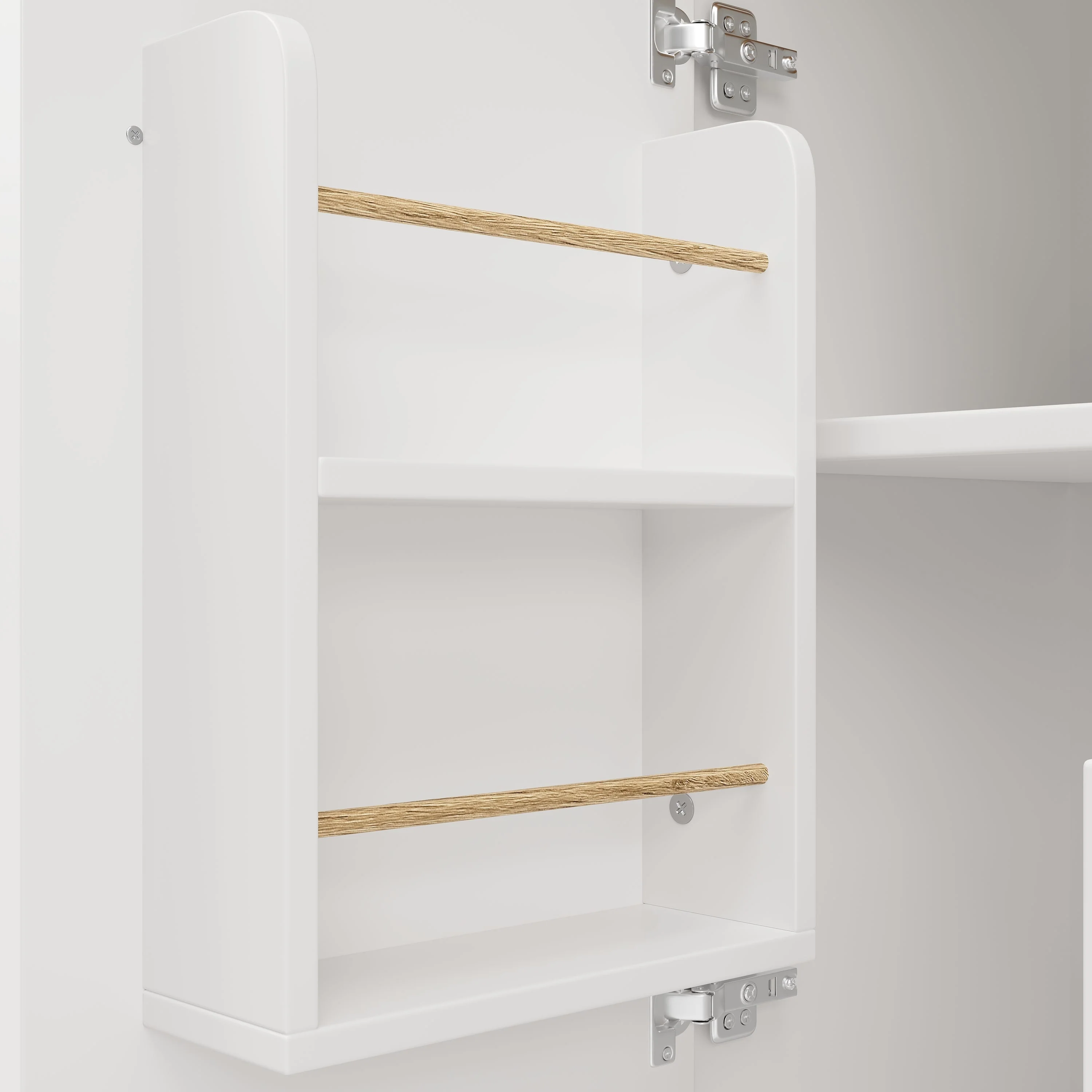 Kitchen Island Trolley with Fold-Down Worktop Storage & Adjustable Shelves - White/Black - Image 10