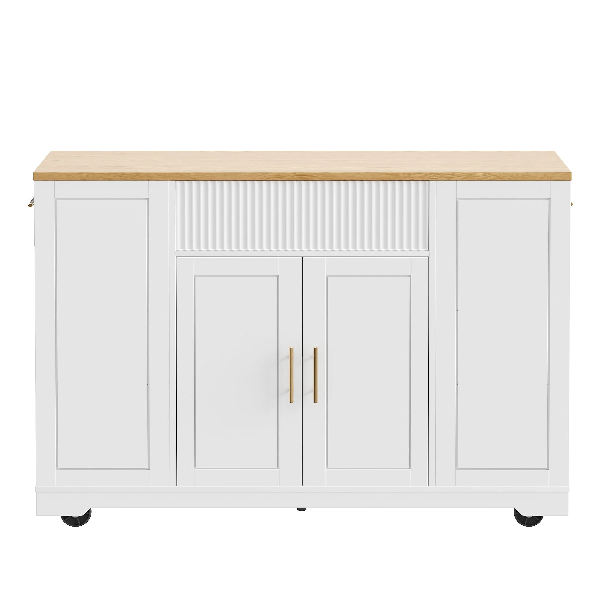 Kitchen Island with Wheels Waste Bin Storage 2 Doors 3 Drawers - Image 9
