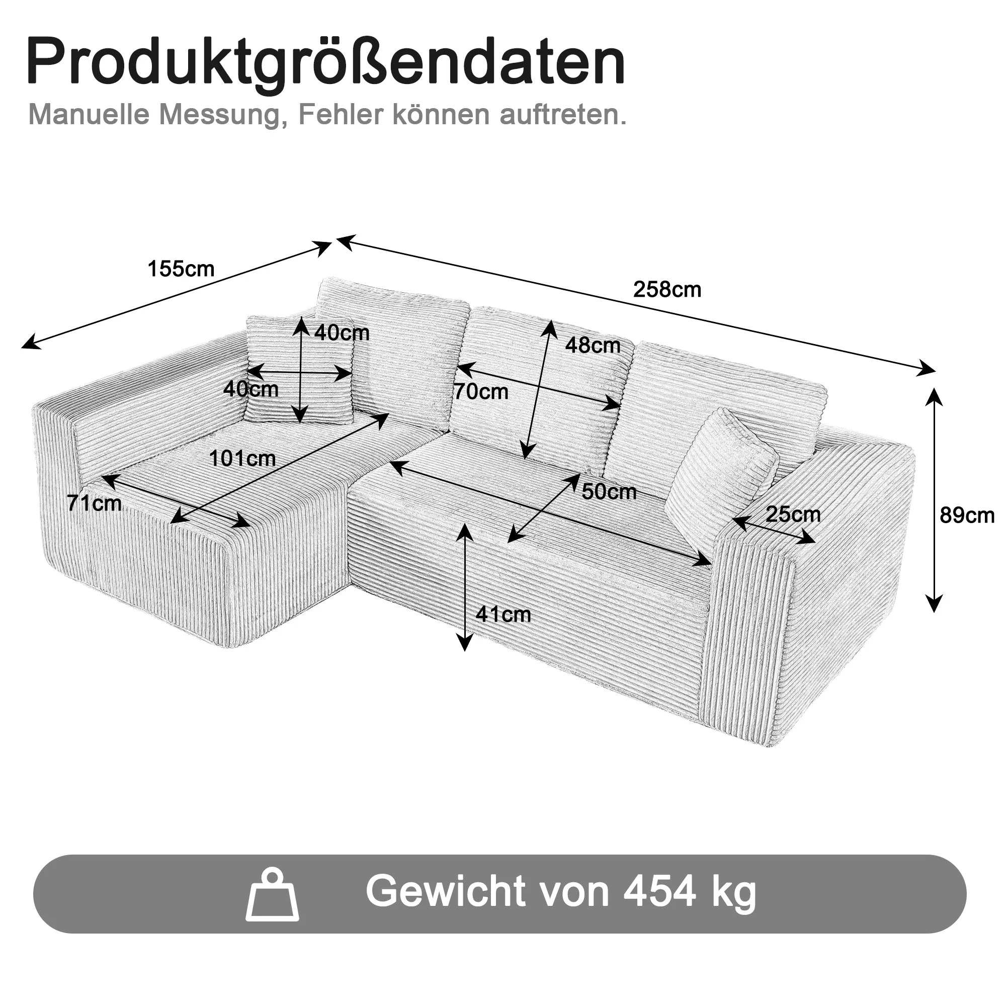 L-Shaped Cloud Sofa, Modern Modular Chaise Lounge, No Assembly, Core Fabric - Image 7