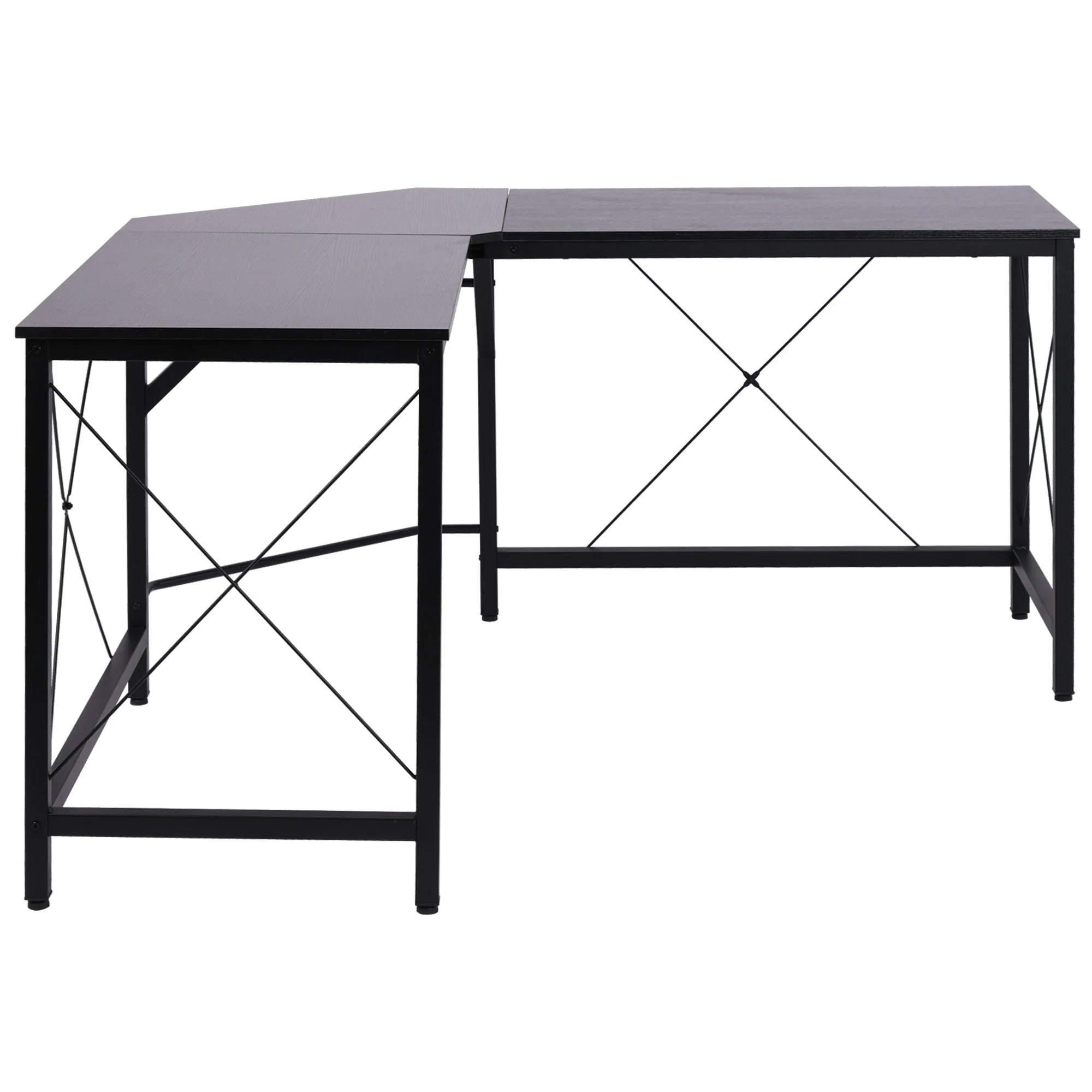 L-shaped Corner Computer Desk, 150x150x76cm Modern Office/Home Desk, Black MDF - Image 2