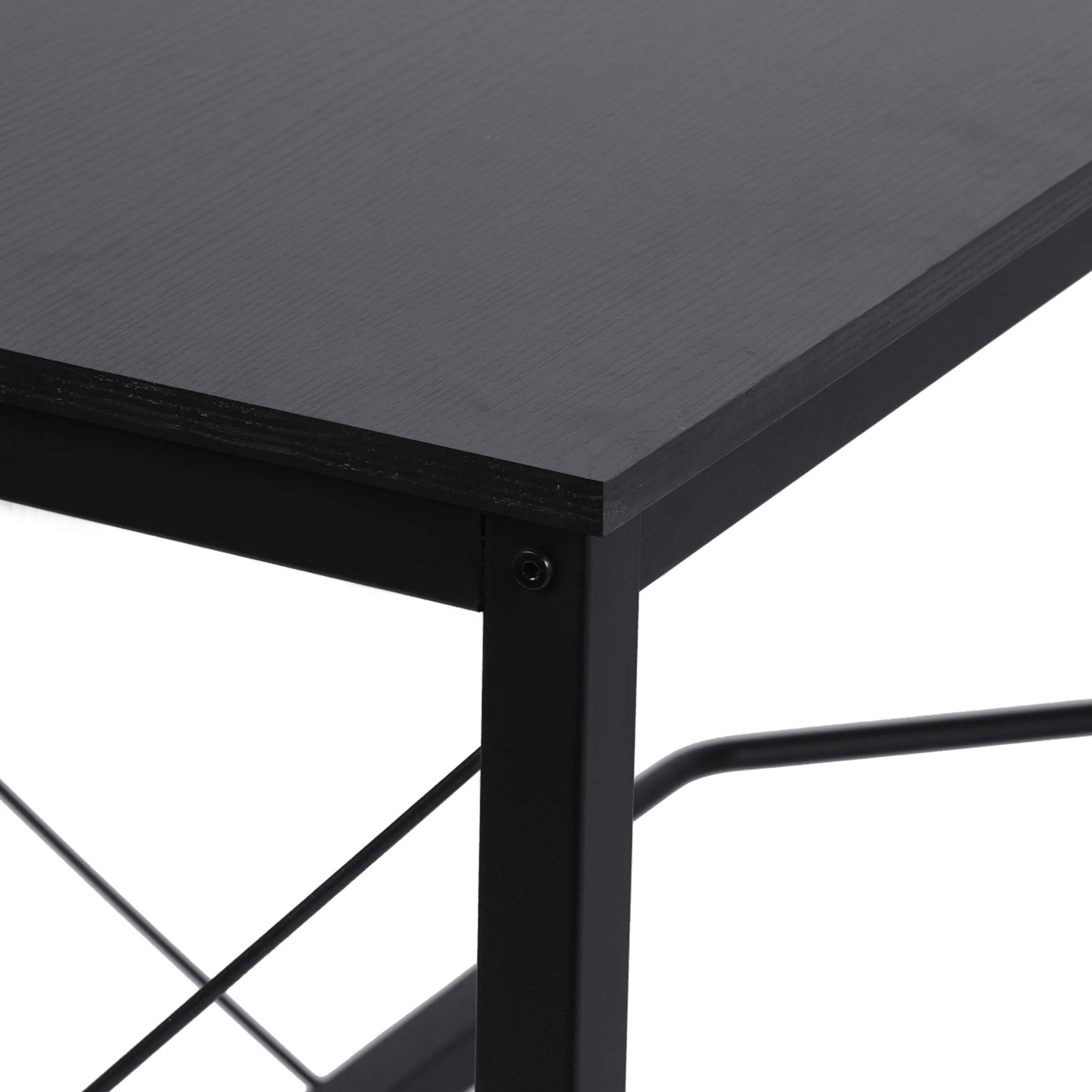 L-shaped Corner Computer Desk, 150x150x76cm Modern Office/Home Desk, Black MDF - Image 7