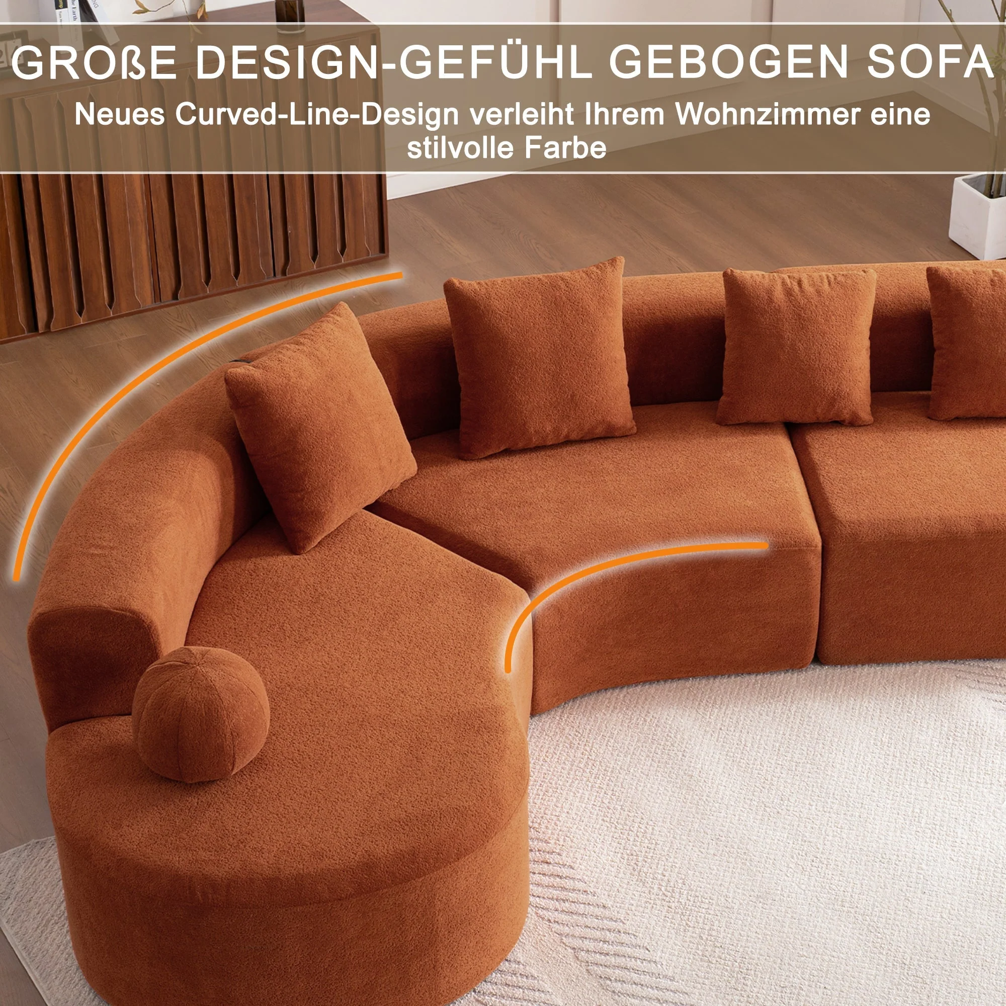L-Shaped Sectional Cloud Sofa with Arched Design and Thick Padding, White Fabric - Image 7