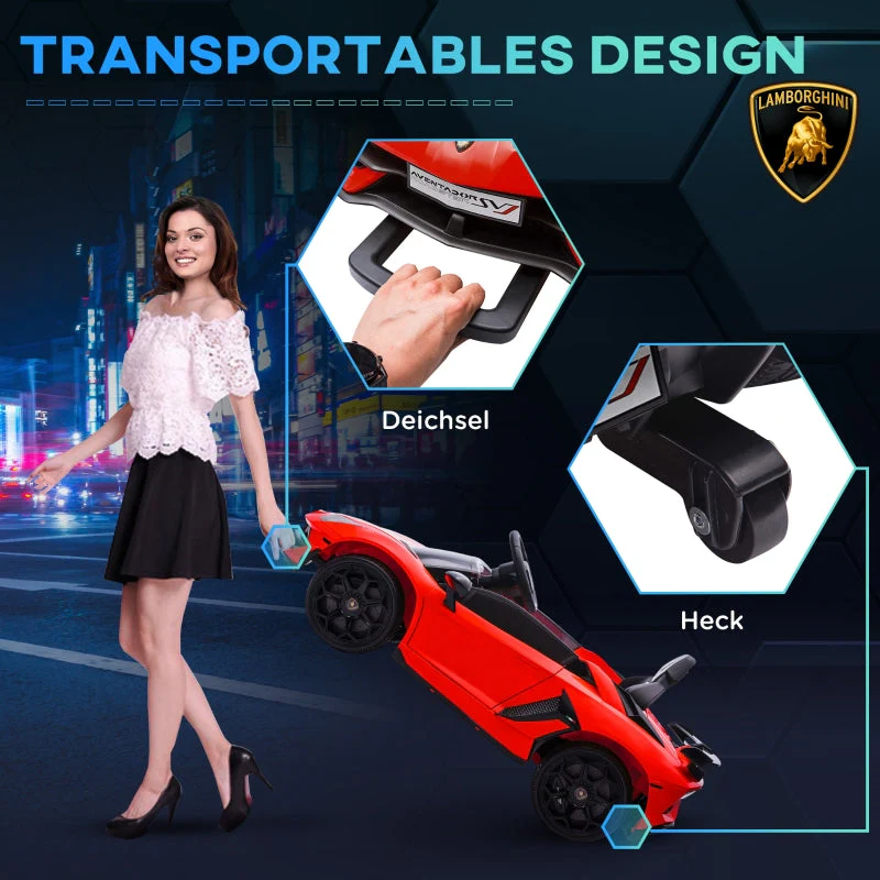 Lamborghini Aventador Licensed Electric Children's Car with Gullwing Doors and Music for Ages 3-5, Red - Image 5