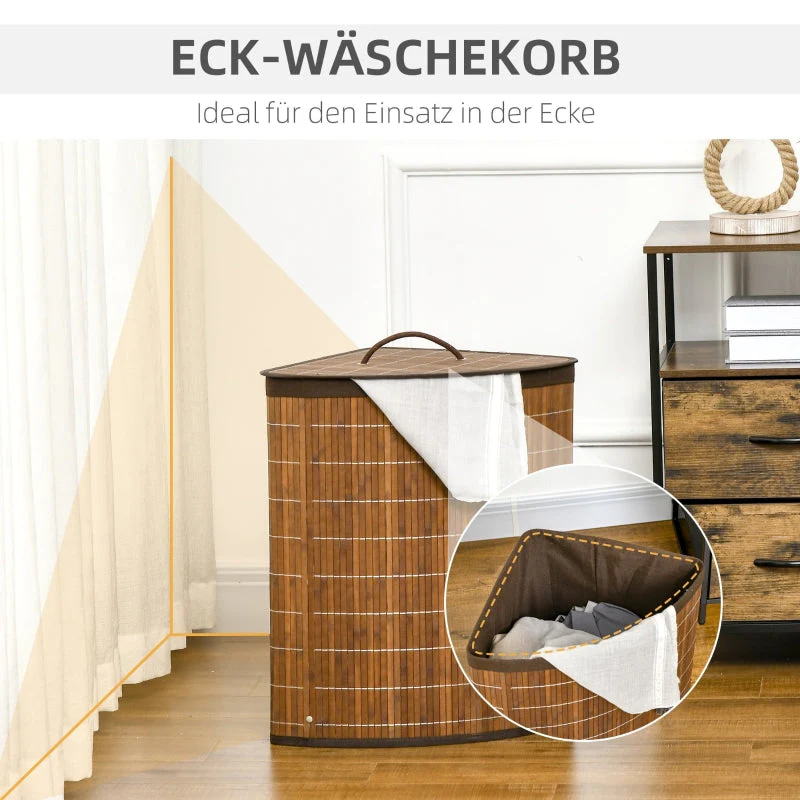 Laundry Basket, 55L Capacity with Removable Lid, Brown - Image 5