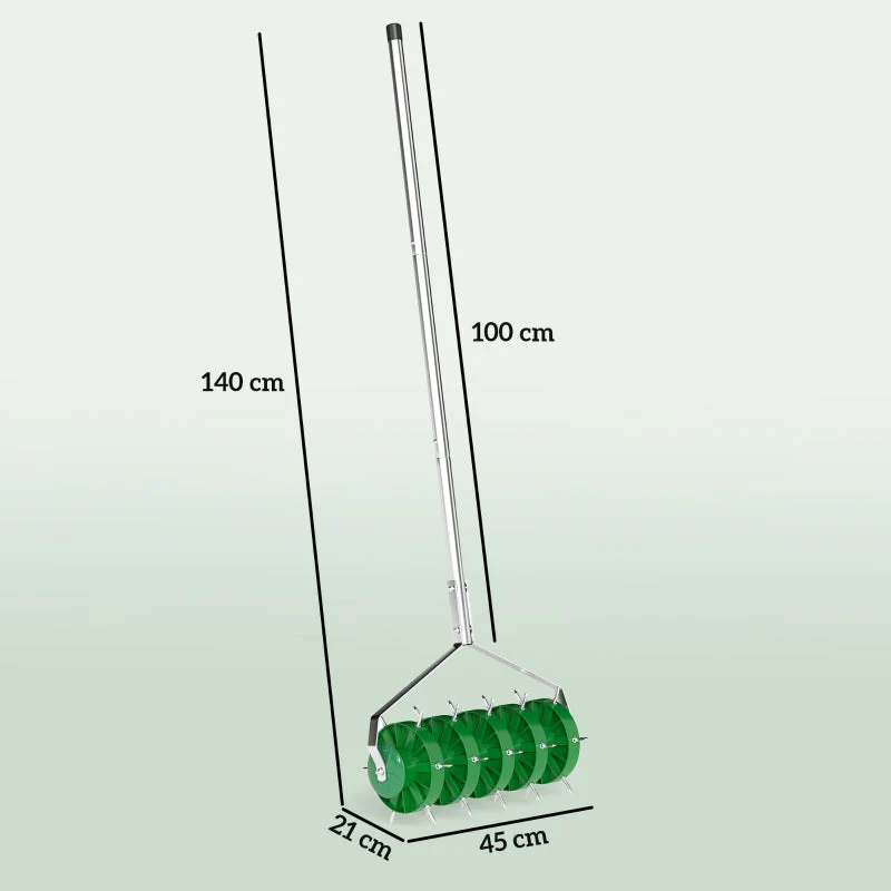 Lawn Aerator 45cm Wide Manual with 30 Iron Spikes - Image 3