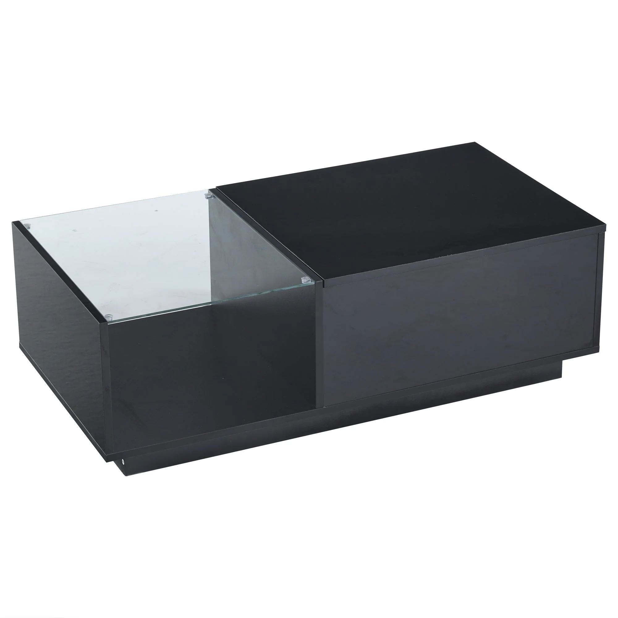 LED Coffee Table, Height-Adjustable with Hidden Storage and Shelf, High-Gloss - Image 10