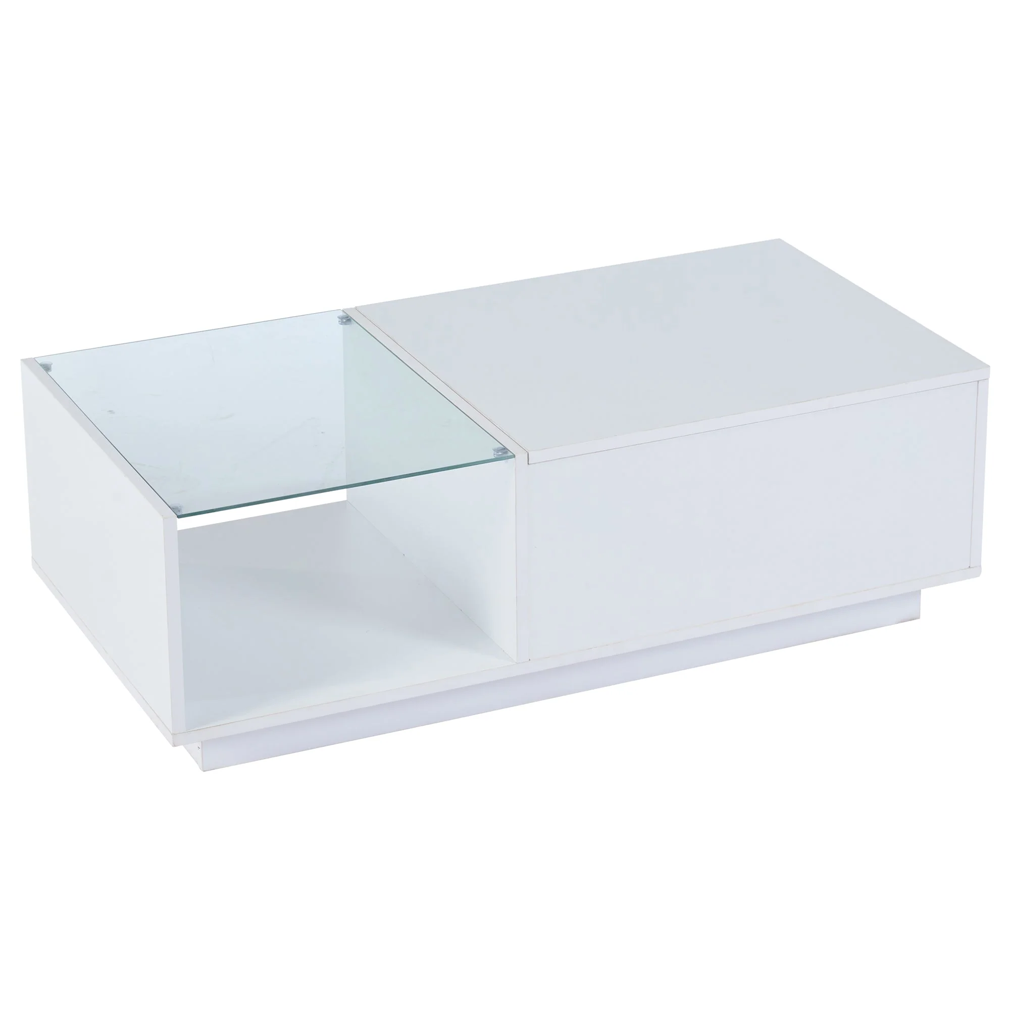 LED Coffee Table, High-Gloss Height-Adjustable Hidden Storage 50x100 cm - Image 8