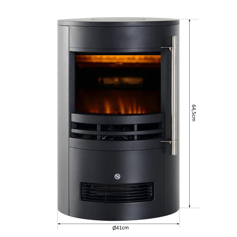 LED Electric Fireplace, Wall/Freestanding with Flame Effect, 900/2000W, Black - Image 3