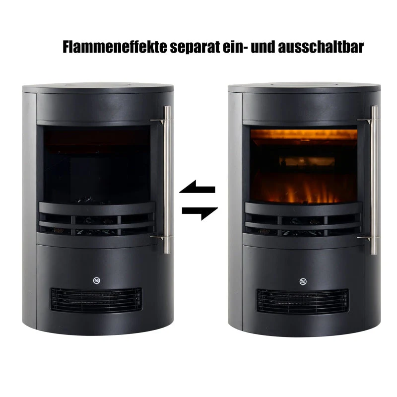 LED Electric Fireplace, Wall/Freestanding with Flame Effect, 900/2000W, Black - Image 4