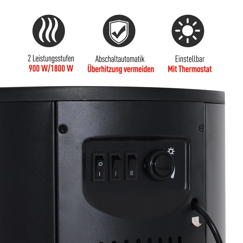 LED Electric Fireplace, Wall/Freestanding with Flame Effect, 900/2000W, Black - Image 5
