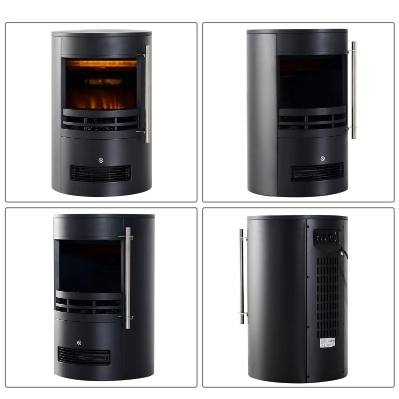LED Electric Fireplace, Wall/Freestanding with Flame Effect, 900/2000W, Black - Image 8