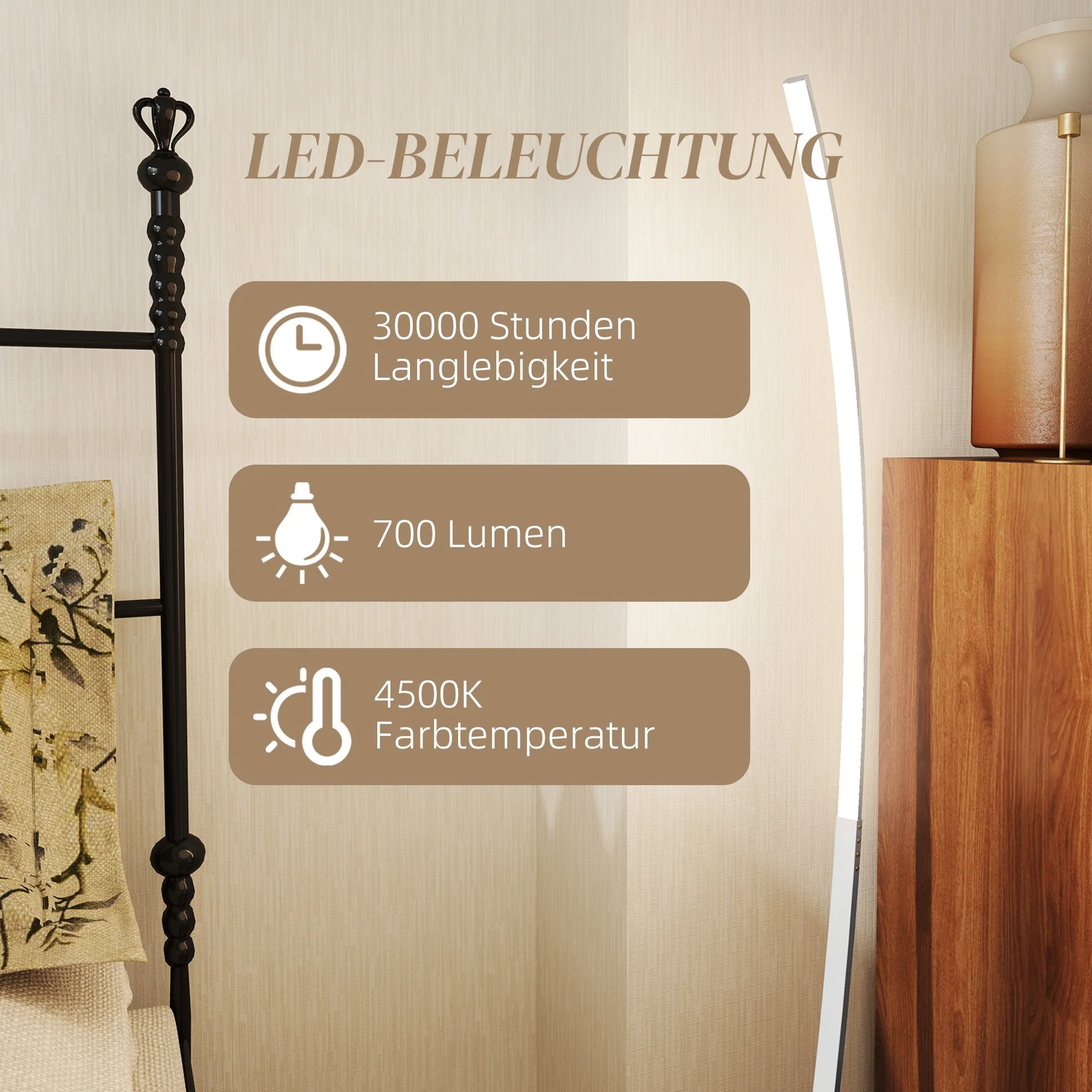 LED Floor Lamp Dimmable with Foot Switch for Living Room Bedroom, Silver - Image 7