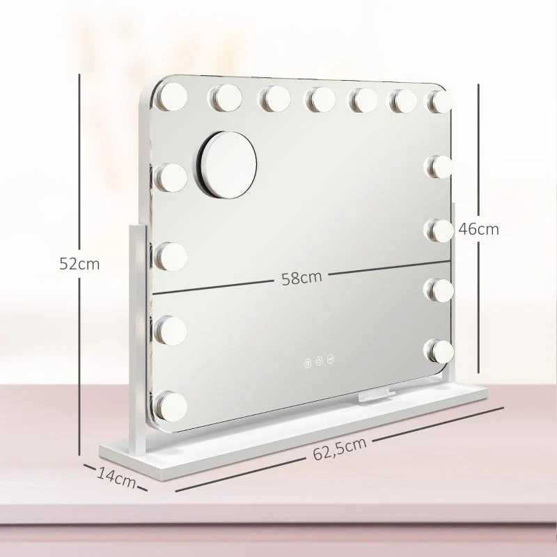 LED Vanity Mirror, Dimmable, Touch Control, USB, White - Image 3