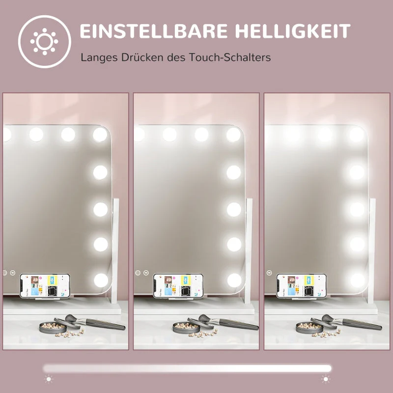 LED Vanity Mirror, Dimmable, Touch Control, USB, White - Image 6