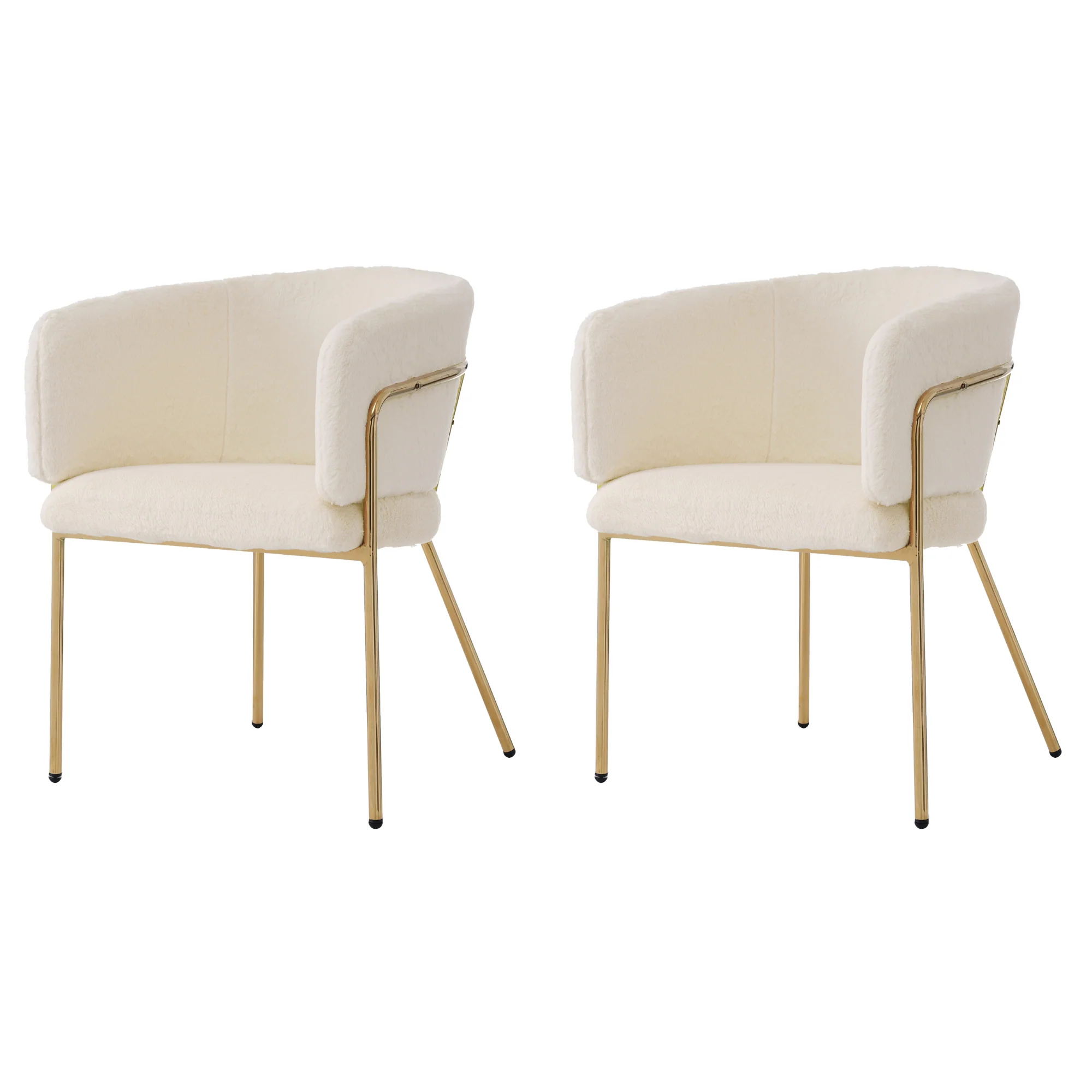 Leisure Chair Set of 2, Dressing/Dining, Metal Legs, Imitation Rabbit Down Beige - Image 8