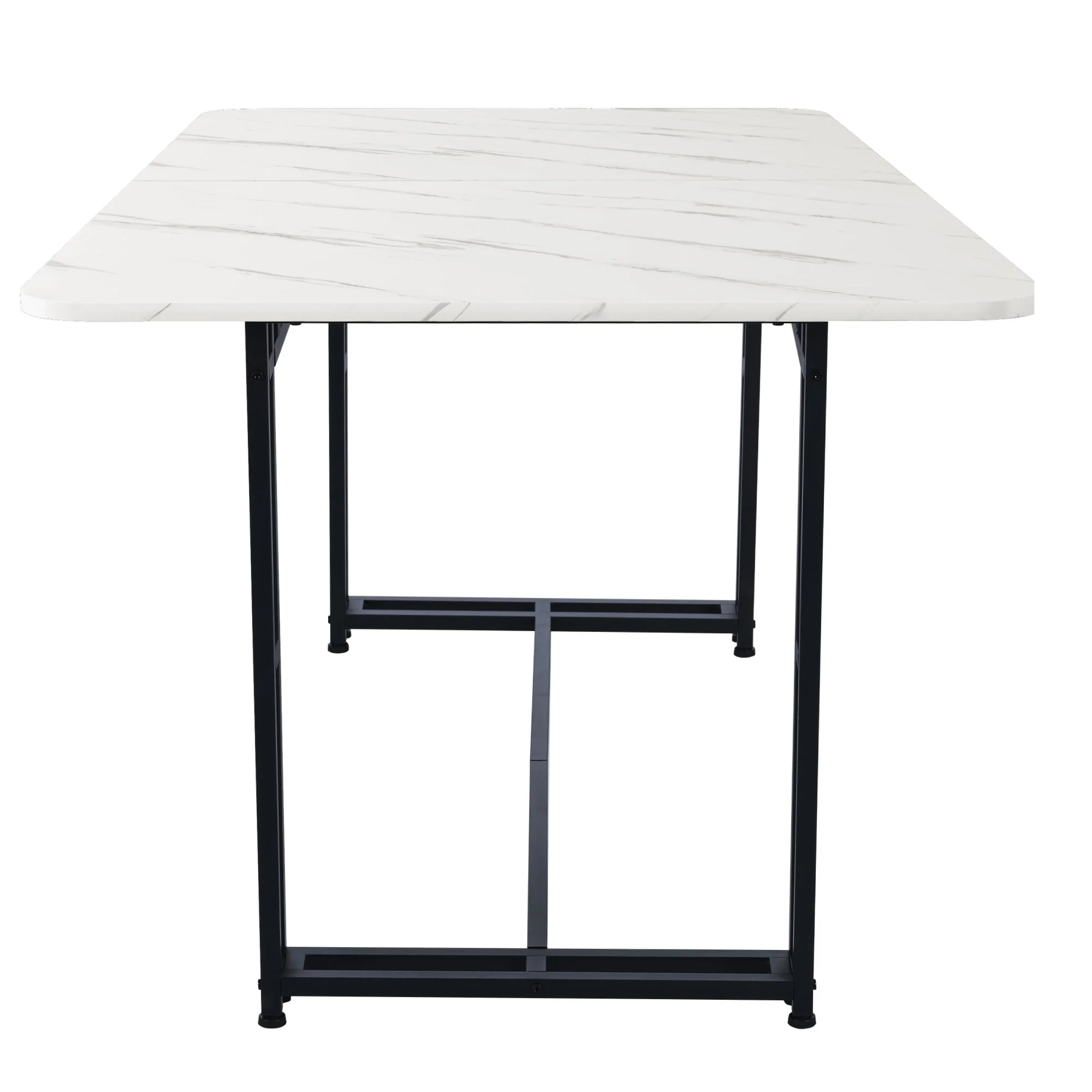 Lightweight Luxury Dining Table, 140x80cm Rectangular Metal Frame, Black - Image 9