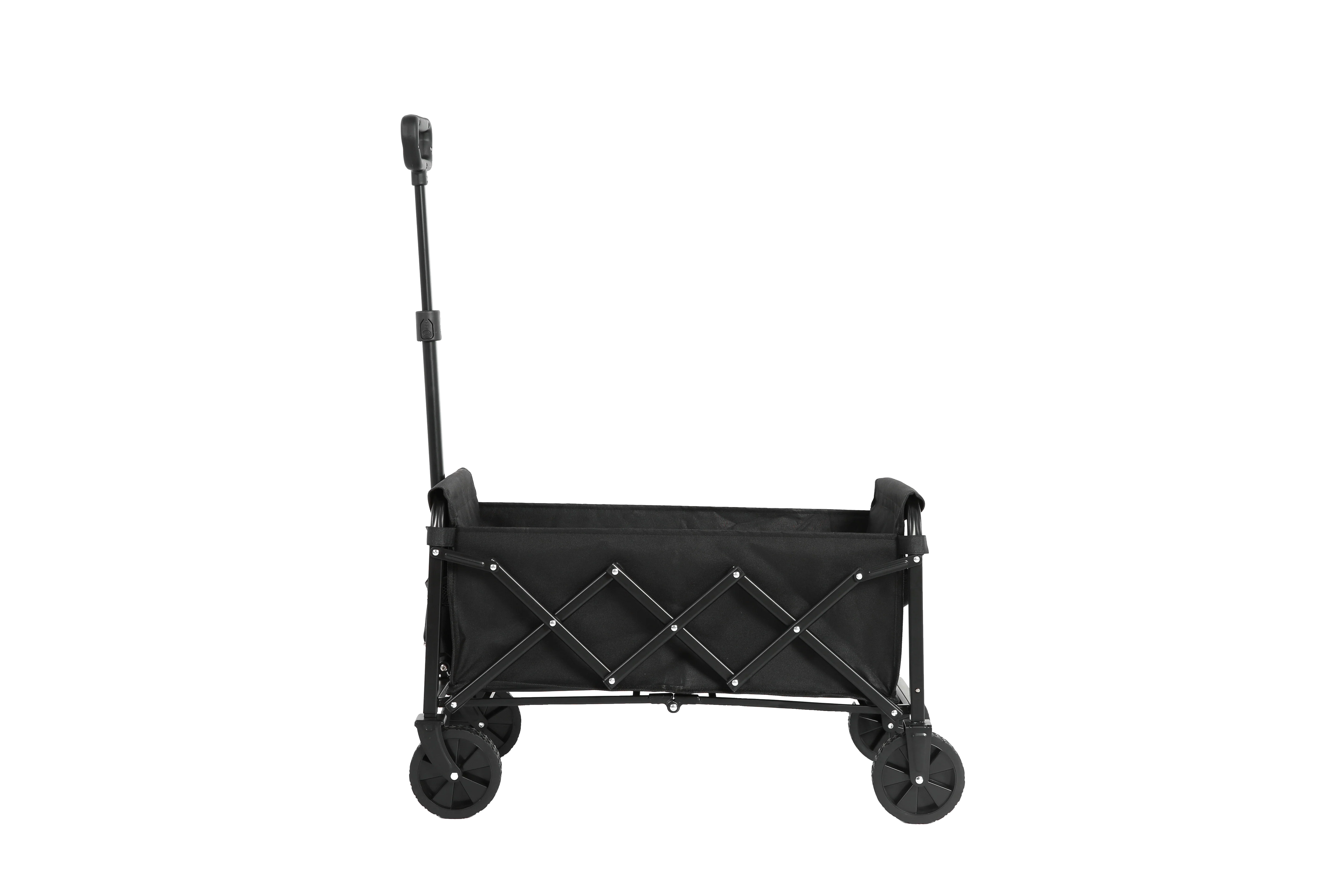 Lightweight Portable Folding Beach Wagon - Heavy Duty Utility Cart with Wheels, Large Capacity, Black