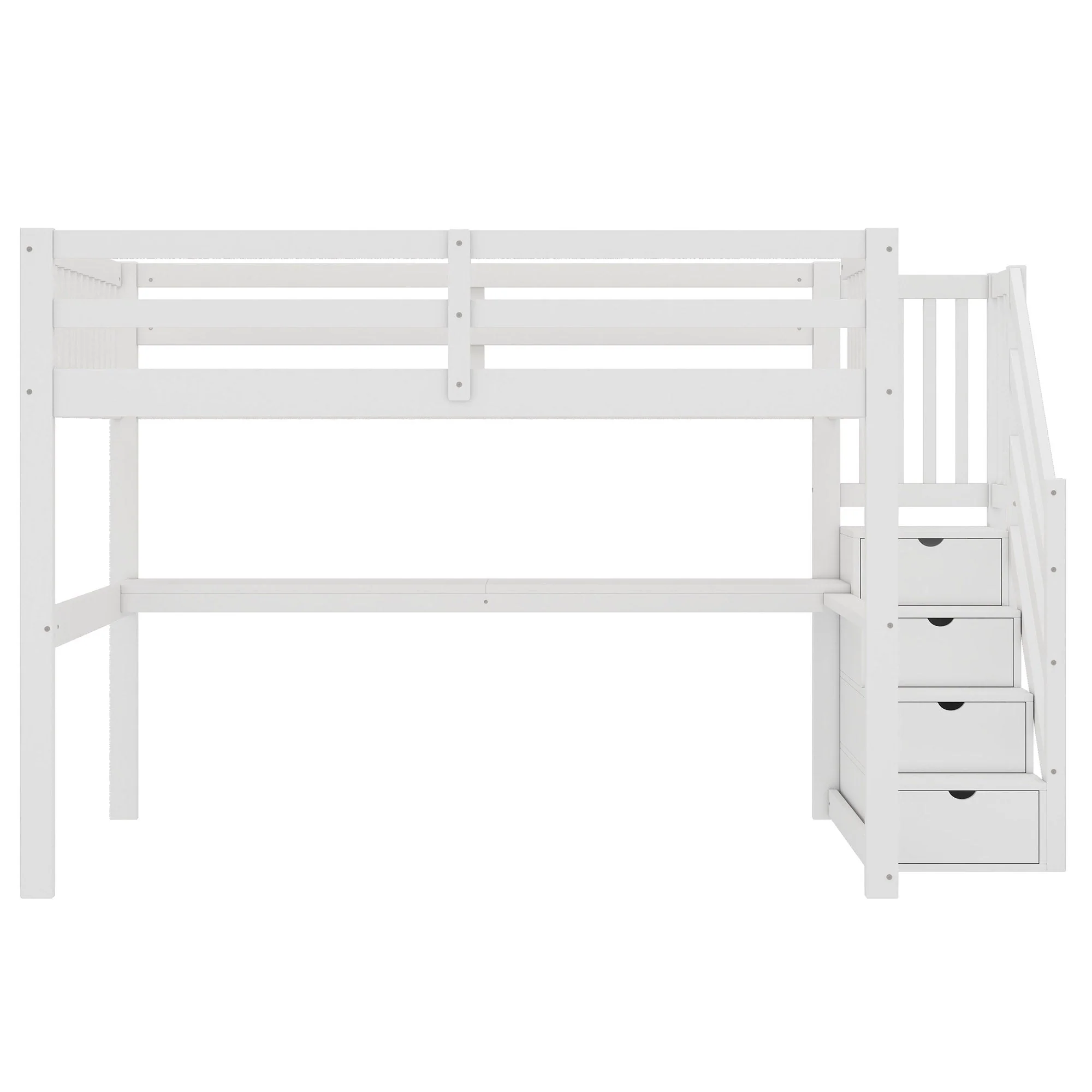 Loft Bed 140x200 Children's Storage Drawers Desk - White - Image 9