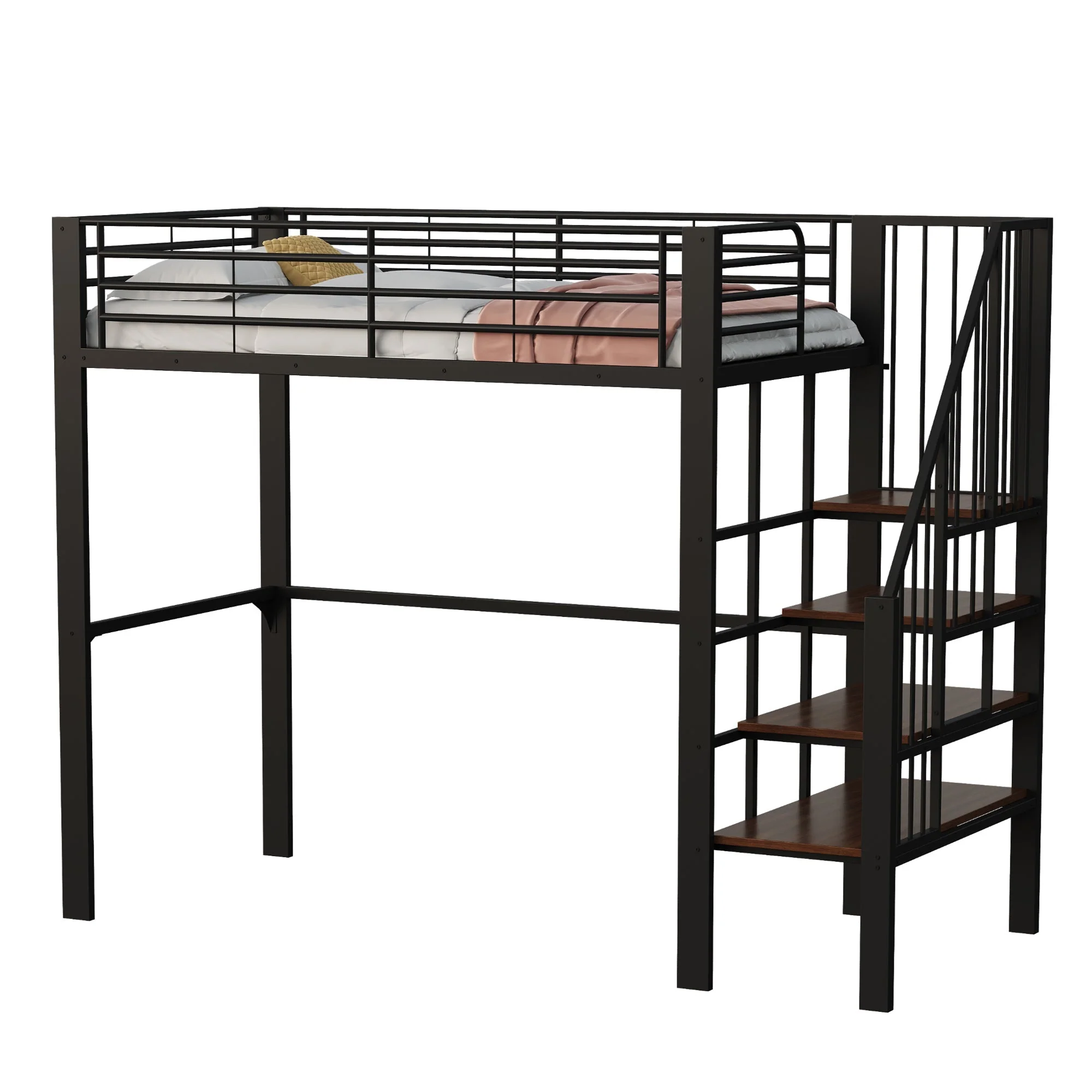 Loft Bed 90x200 Sturdy Construction Storage Stairs Metal - Image 6