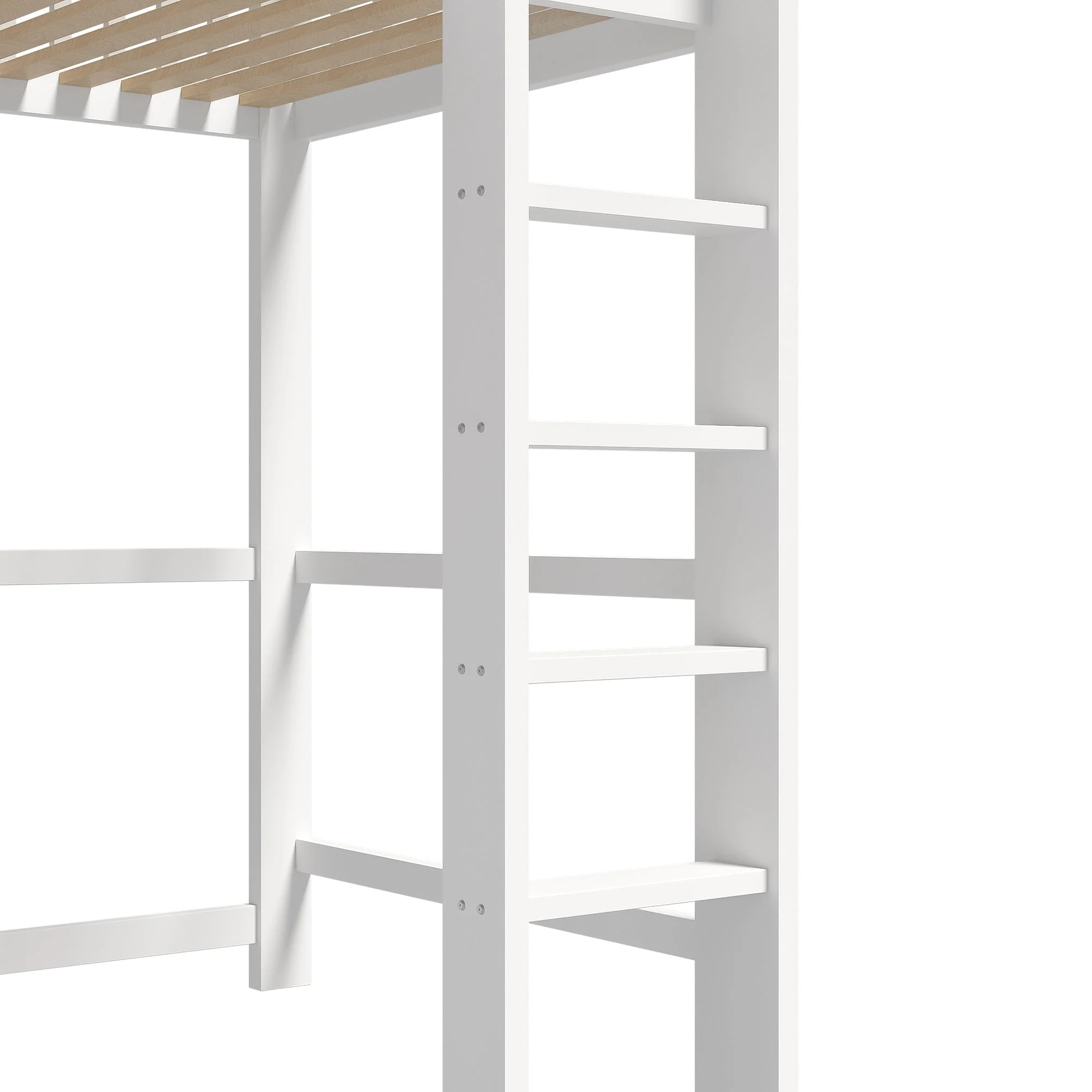 Loft Bed 90x200cm Storage Ladder Desk 3 Drawers, White - Image 8