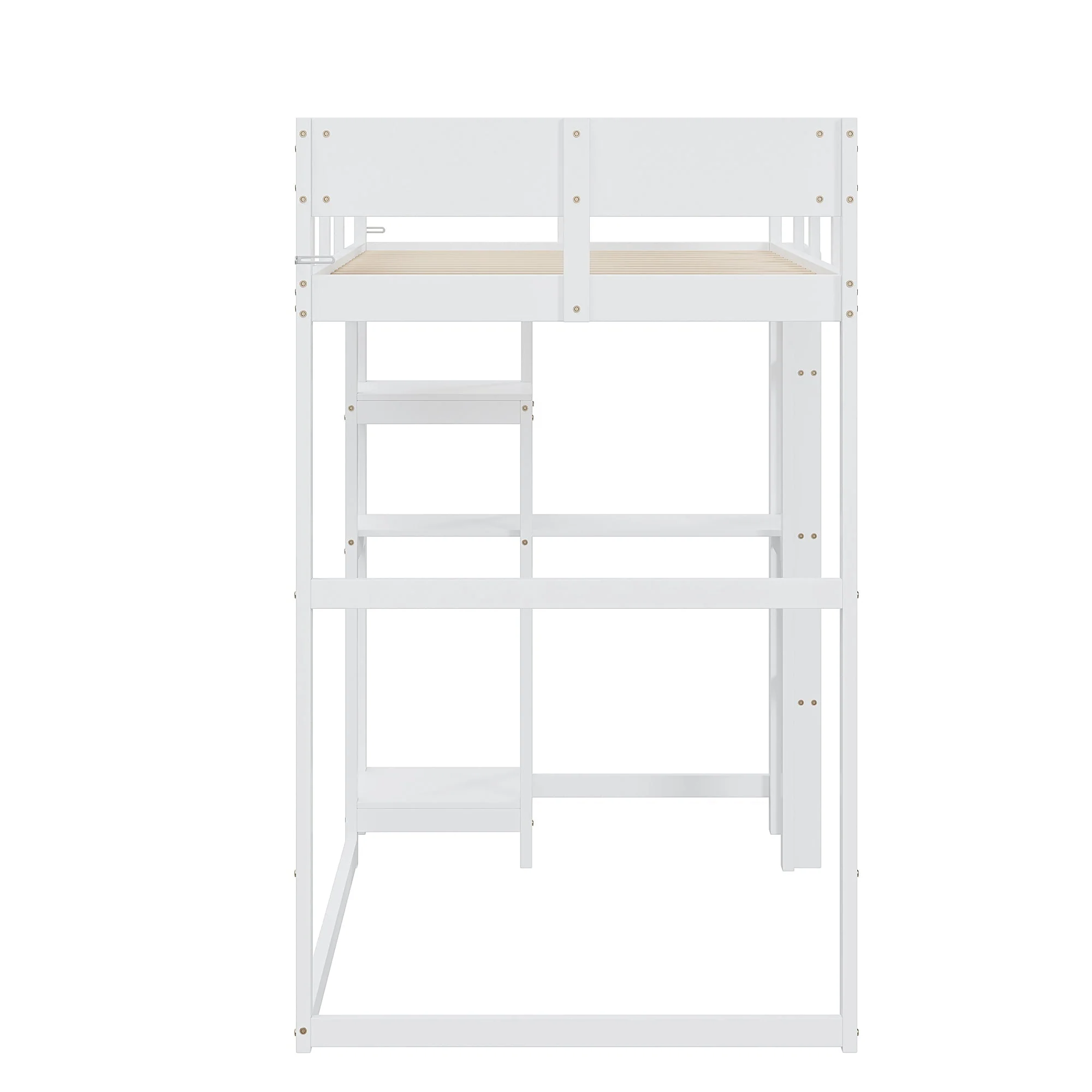 Loft Bed 90x200cm Storage Slatted Base - White Pine Wood - Image 10