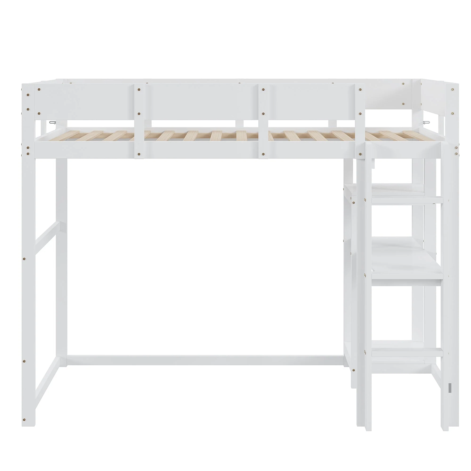 Loft Bed 90x200cm Storage Slatted Base - White Pine Wood - Image 6