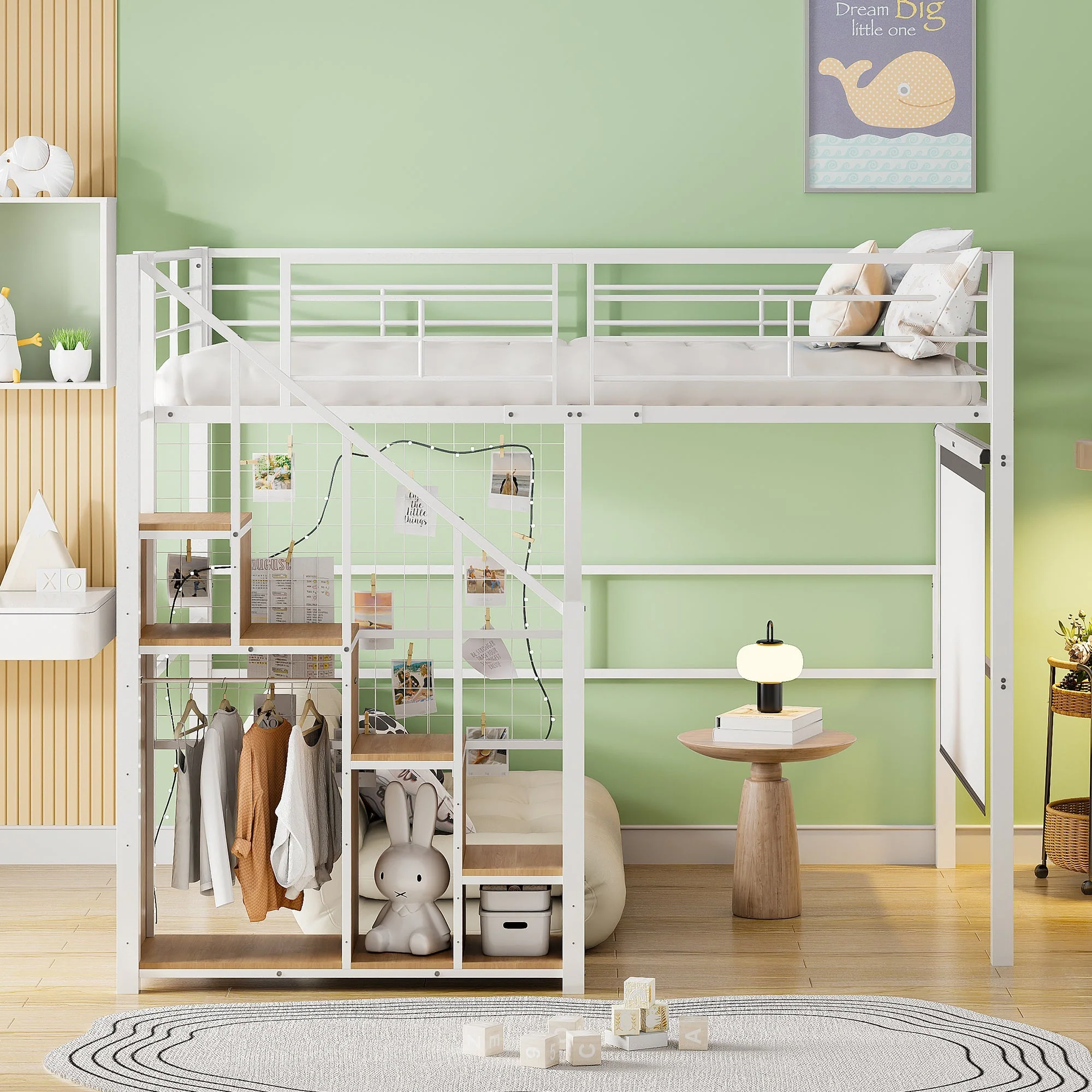 Loft Bed, Safety Ladder & Storage, White - Image 3