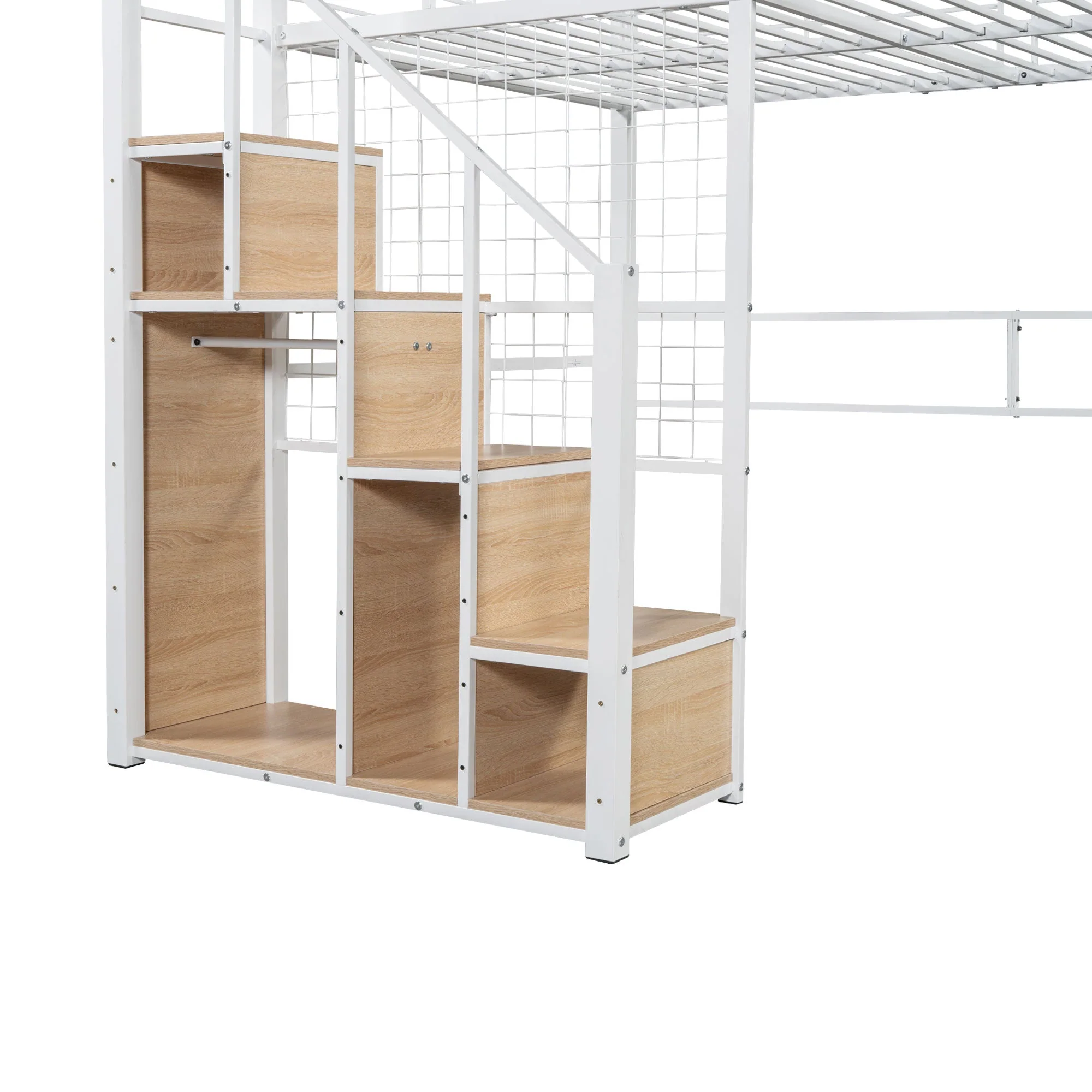 Loft Bed, Safety Ladder & Storage, White - Image 8
