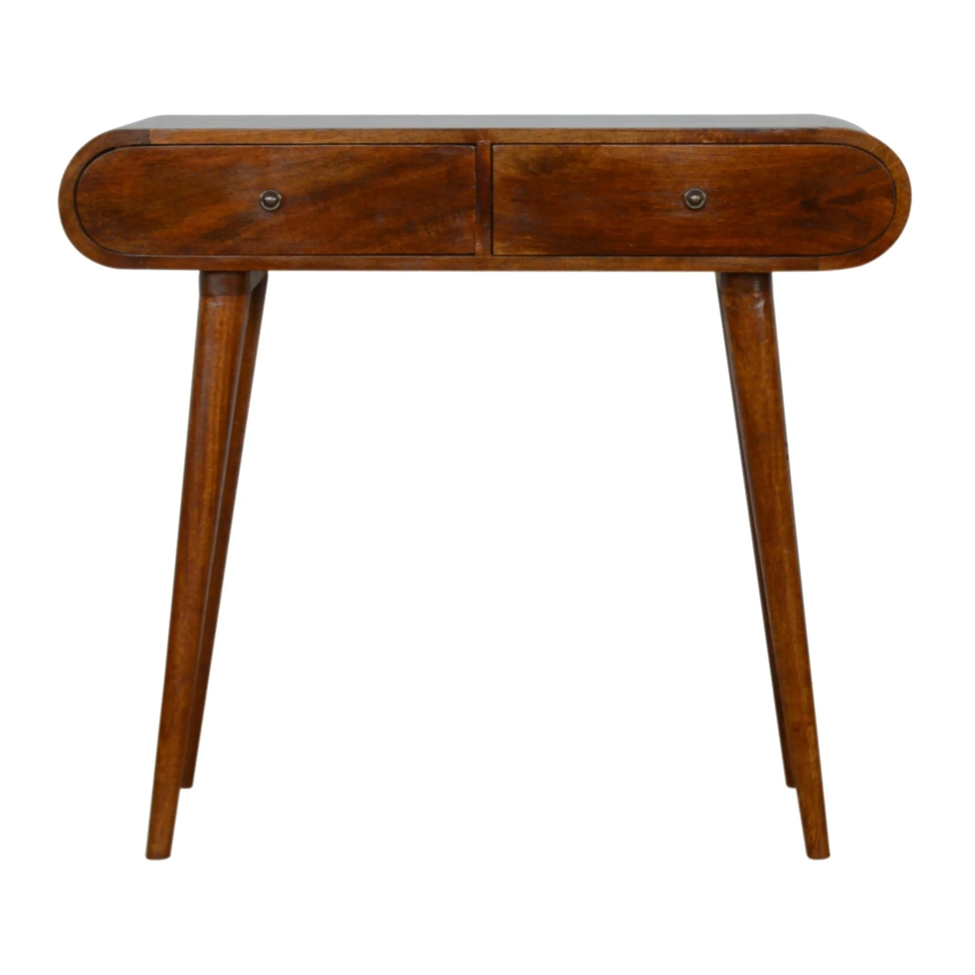 London Console Table, 2 Drawers, Solid Wood Dark Brown - Image 2