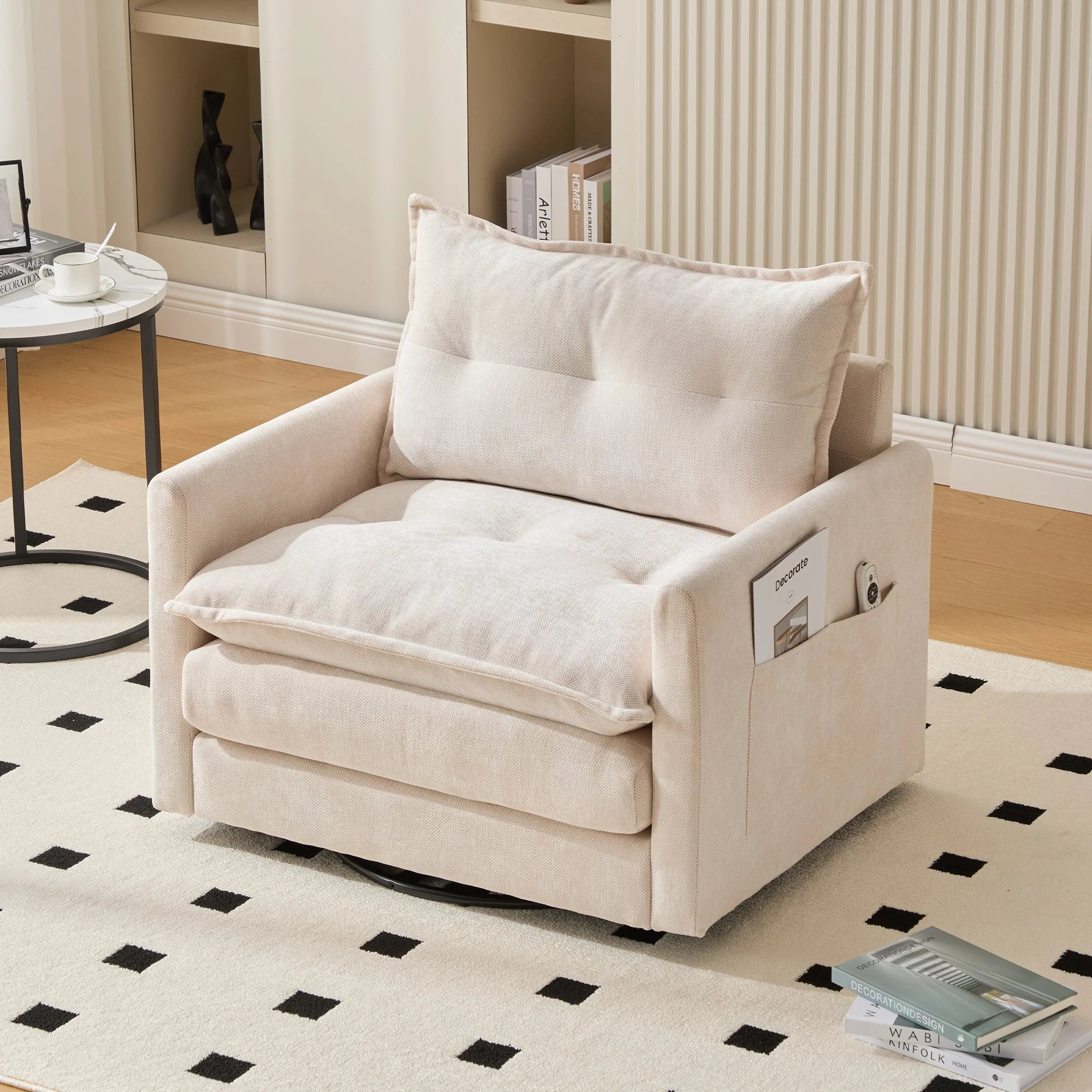 Lounge Chair, 360° Rotating, Armrests & Cushions, Modern Style - Image 8