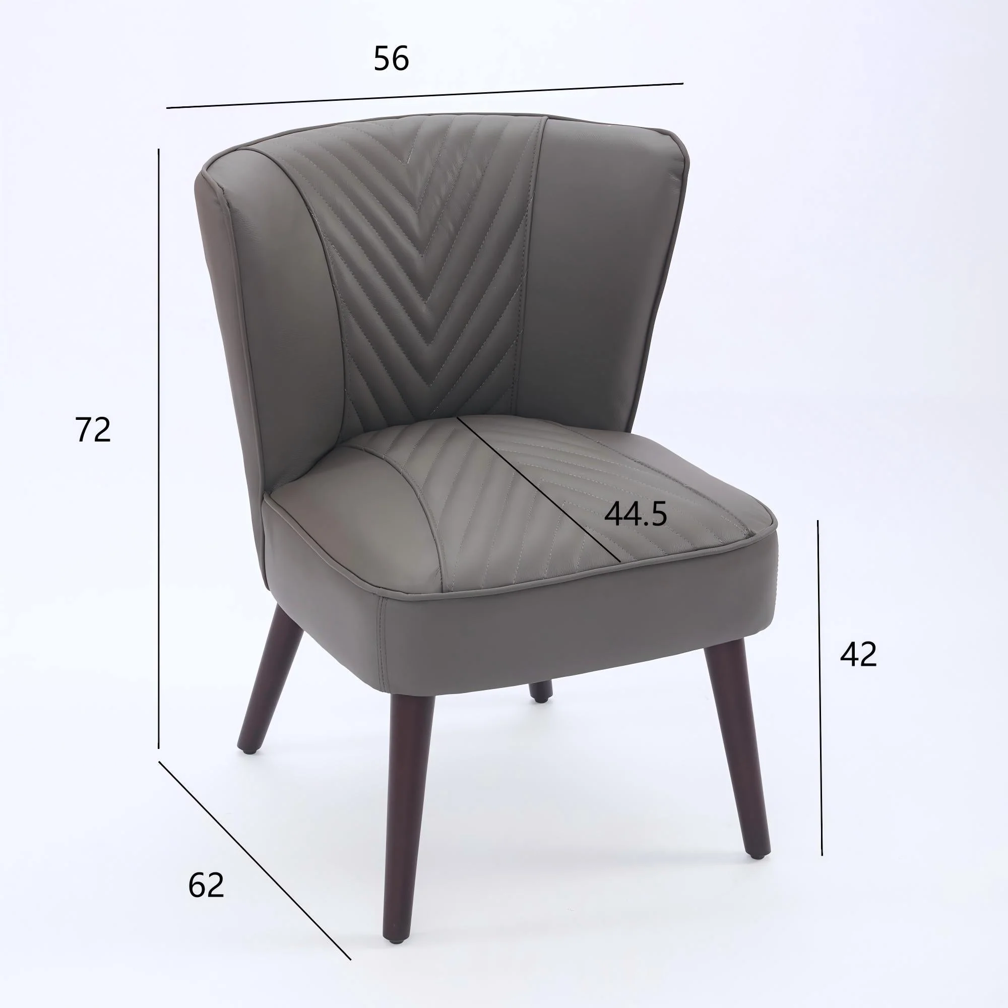 Lounge Chair Armless Genuine Leather Rubberwood Base - Grey - Image 10