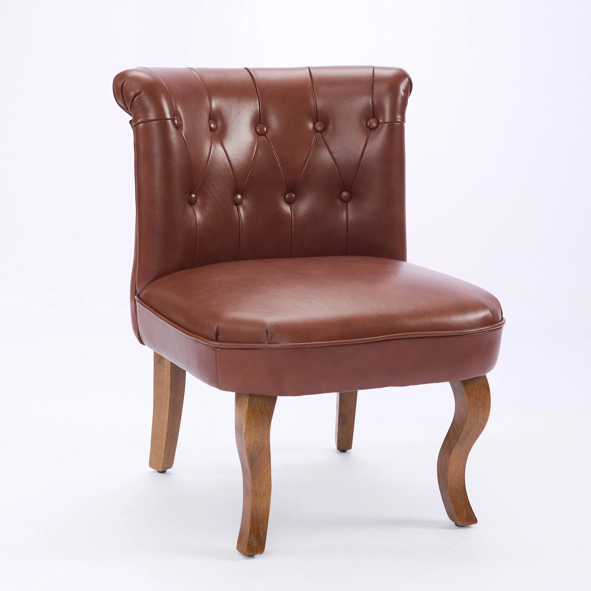 Lounge Chair Comfortable Armchair Solid Rubberwood Legs Brown Genuine Leather - Image 2